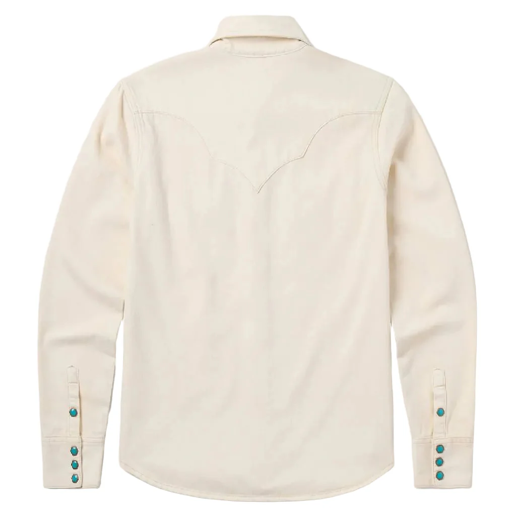 Stetson Women's Turquoise Snap White Denim Western Shirt - Image 2