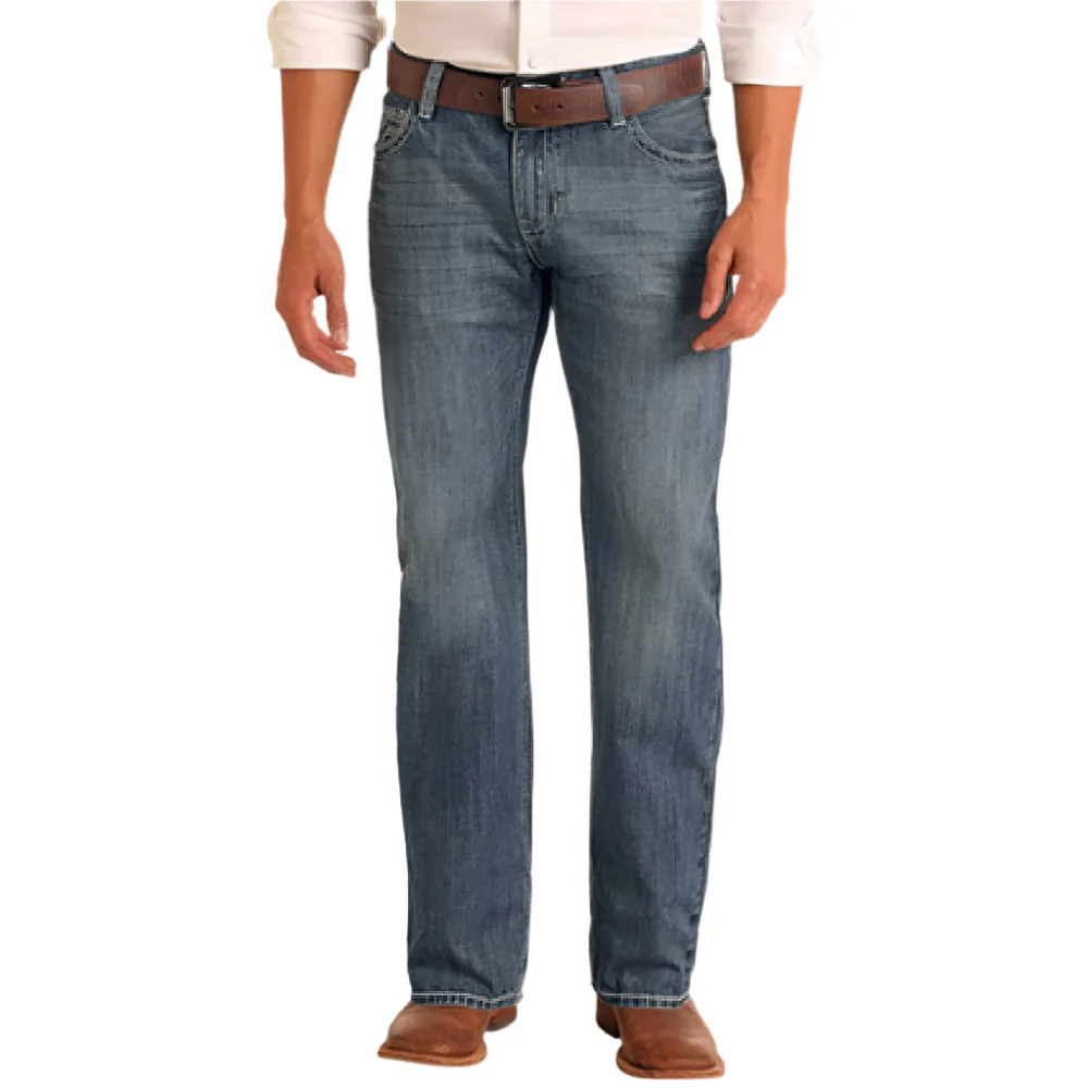 Rock & Roll Denim Men's Double Barrel Straight Boot Cut Jeans