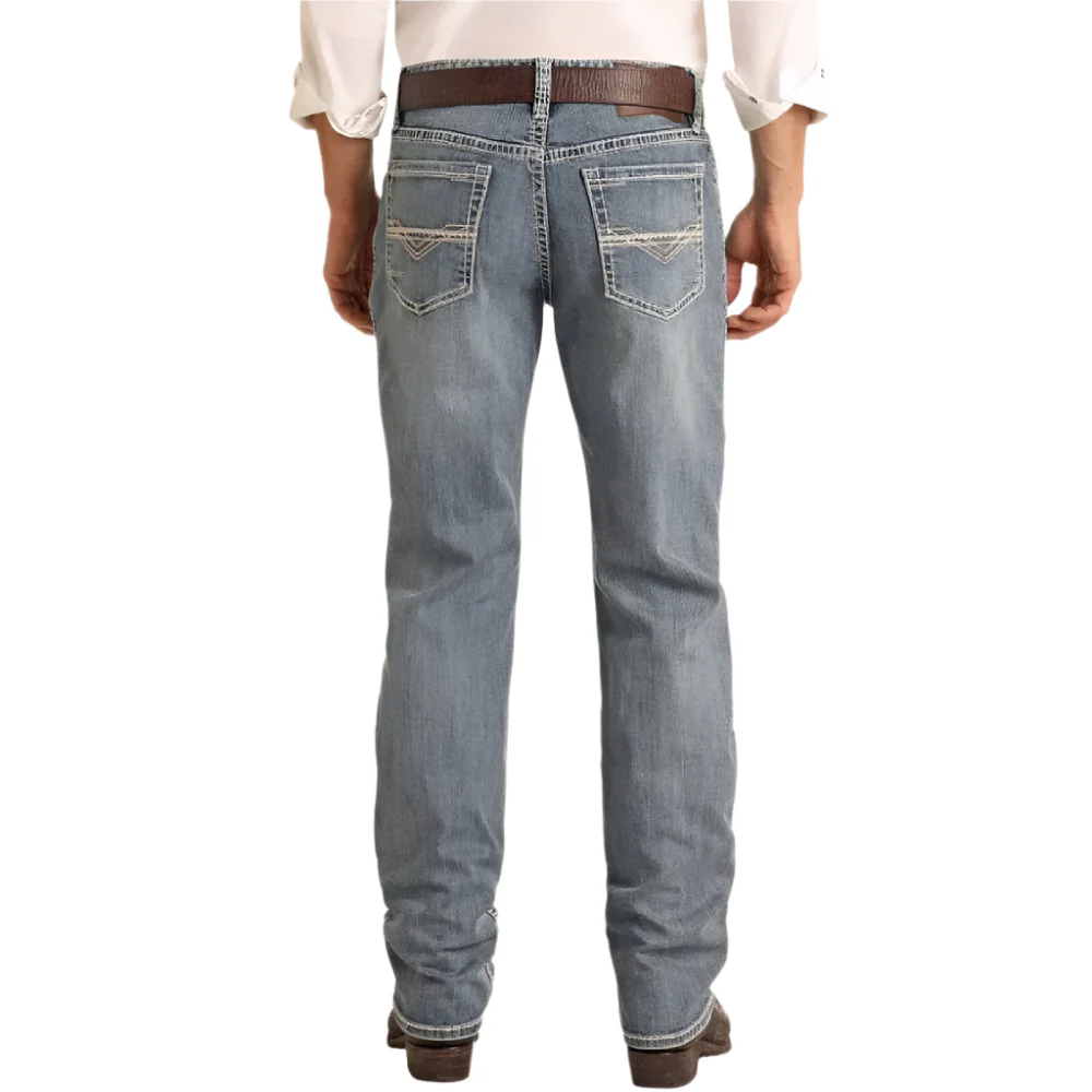 Rock & Roll Denim Men's Ladder Stitch Tapered Boot Cut Jeans - FINAL SALE - Image 2