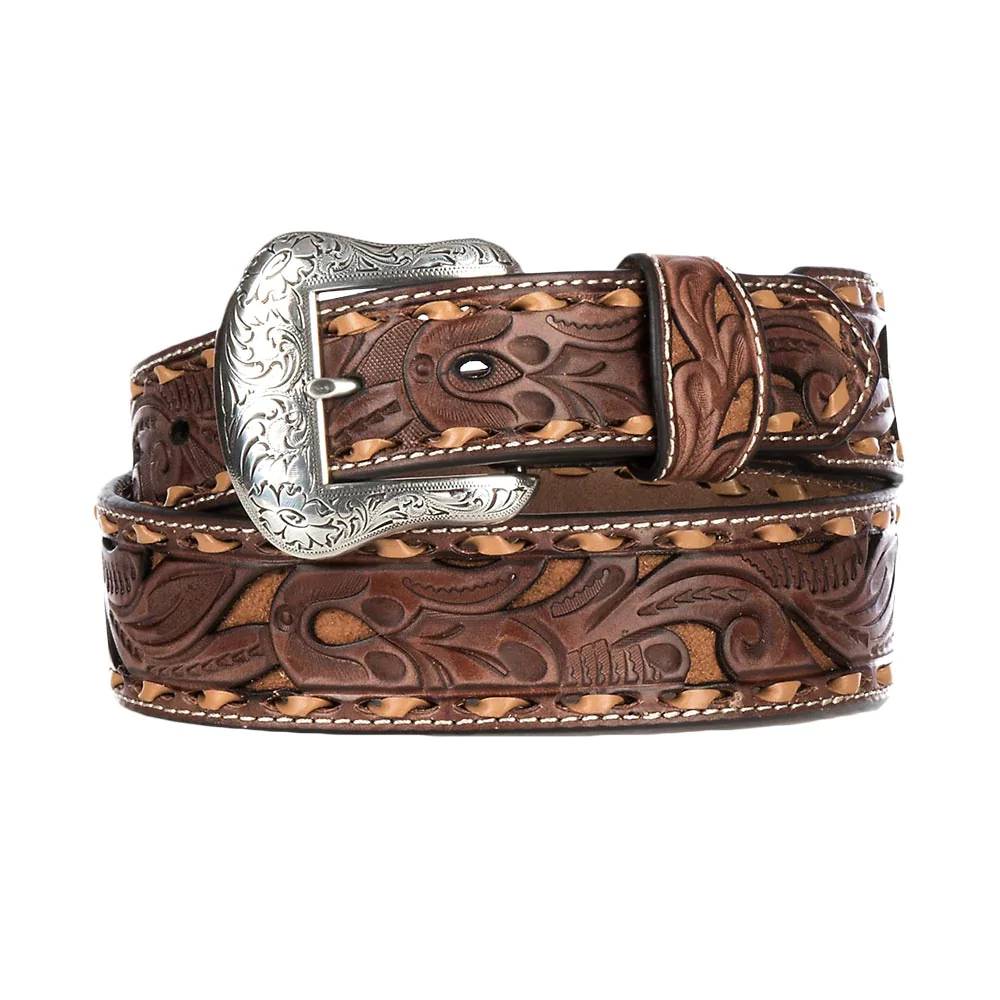Nocona Embossed Floral Leather Belt