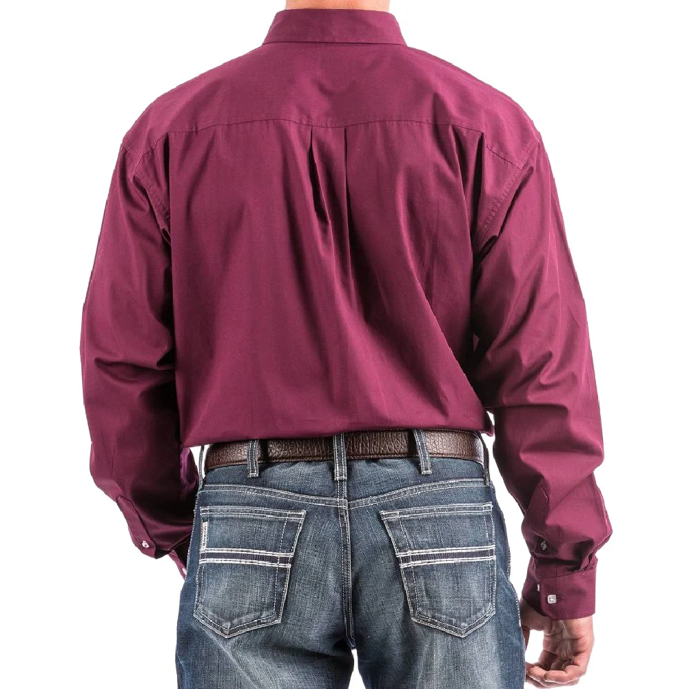 Cinch Men's Burgundy Solid Button Down Shirt - Image 2