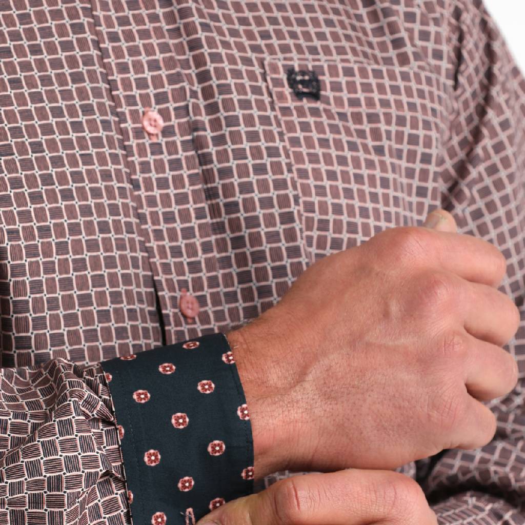 Cinch Men's Basketweave Geo Print Button Down Shirt - Image 2