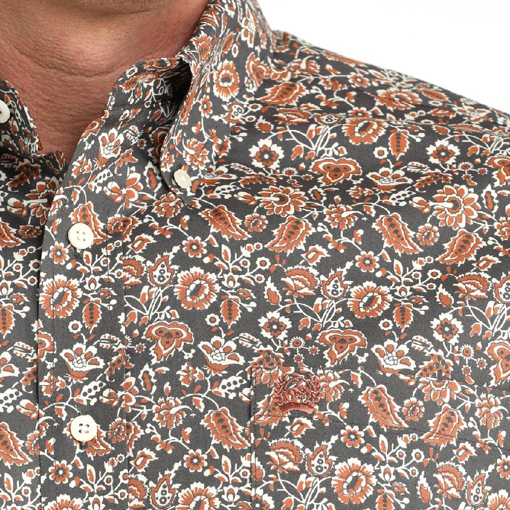 Cinch Men's Floral Charcoal Button Down Shirt - Image 2
