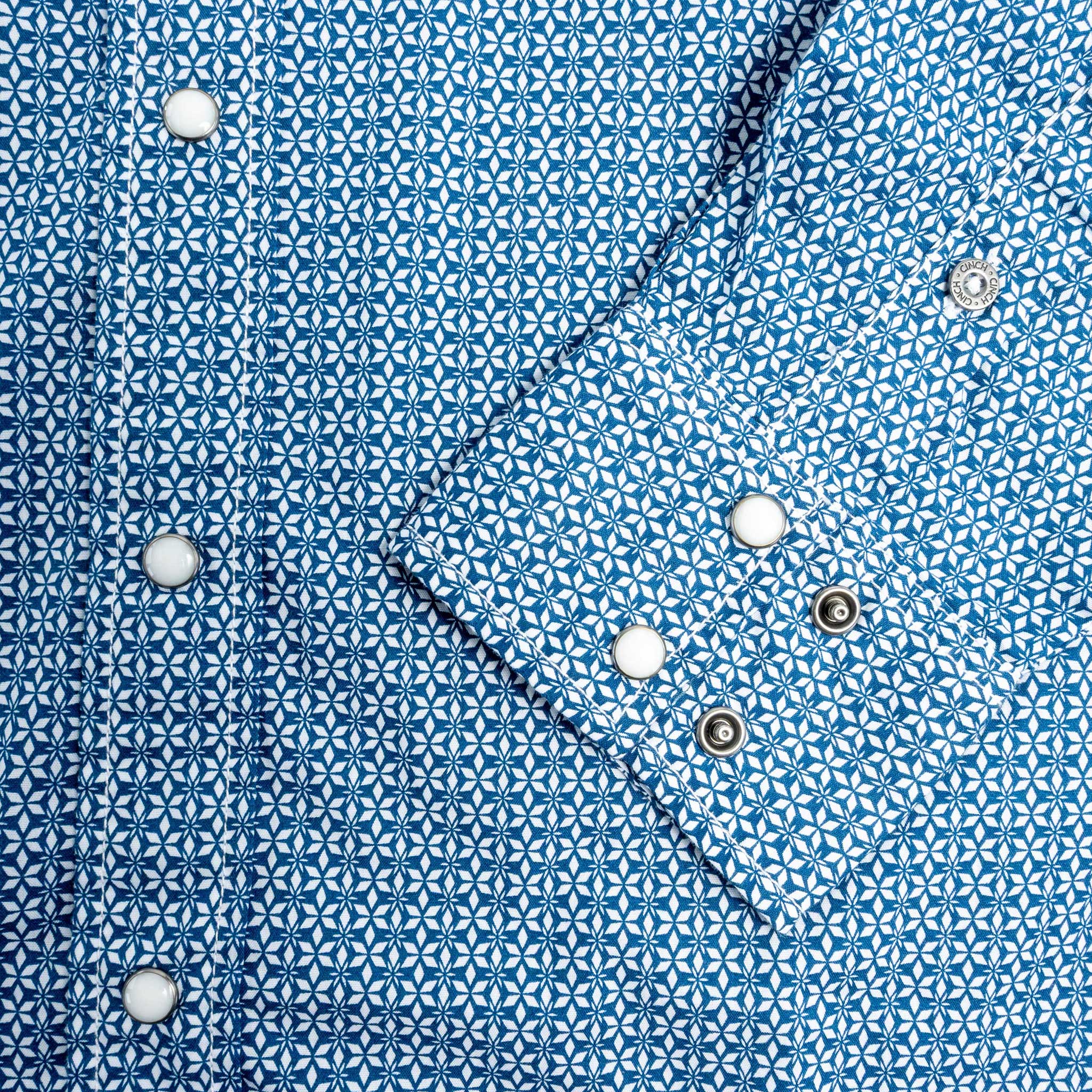 Cinch Men's Blue Modern Fit Snap Geo Blue Shirt - Image 3