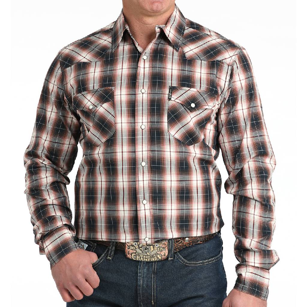 Cinch Men's Modern Fit Plaid Pearl Snap Shirt - FINAL SALE