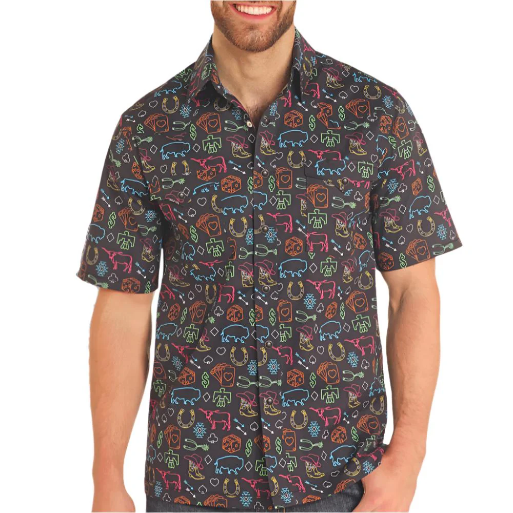 Panhandle Men's Neon Novelty Print Shirt