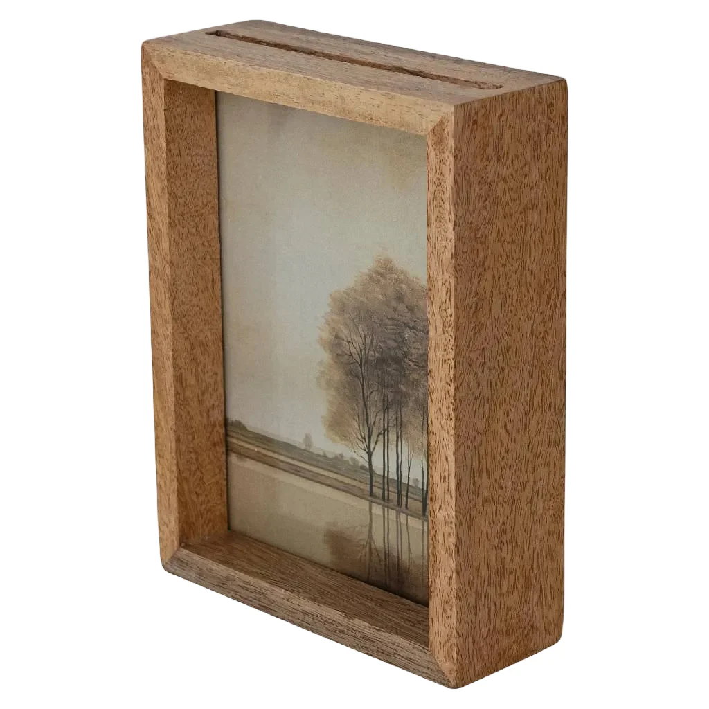 Mango Wood Two Sided Floating Glass 5x7 Photo Frame - Image 2