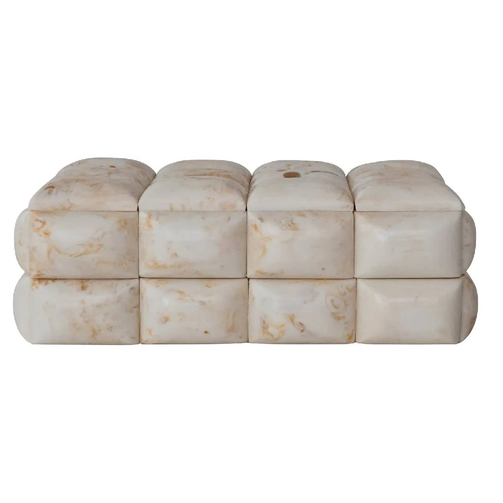 Marble Resin Ivory Studded Box