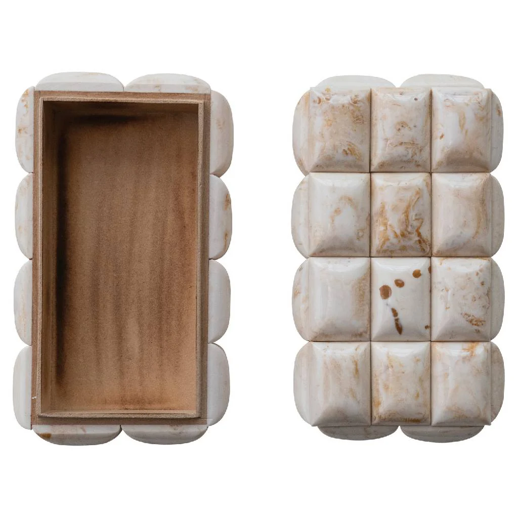 Marble Resin Ivory Studded Box - Image 2