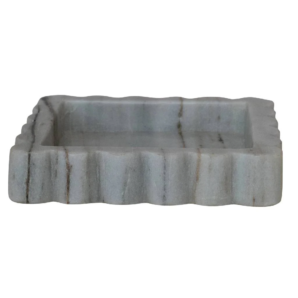 Marble Scalloped Tray Grey Melange - Image 2