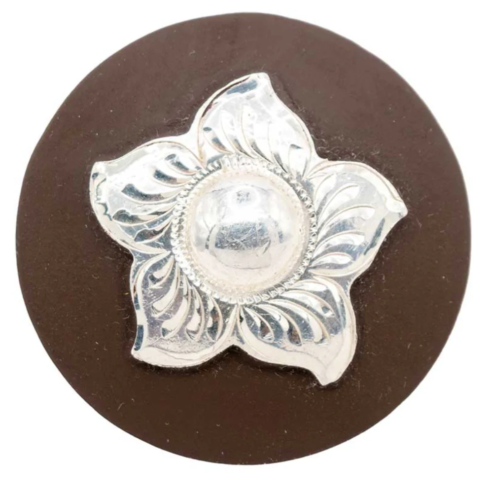 Matte Screw Back Concho w/Silver Flower