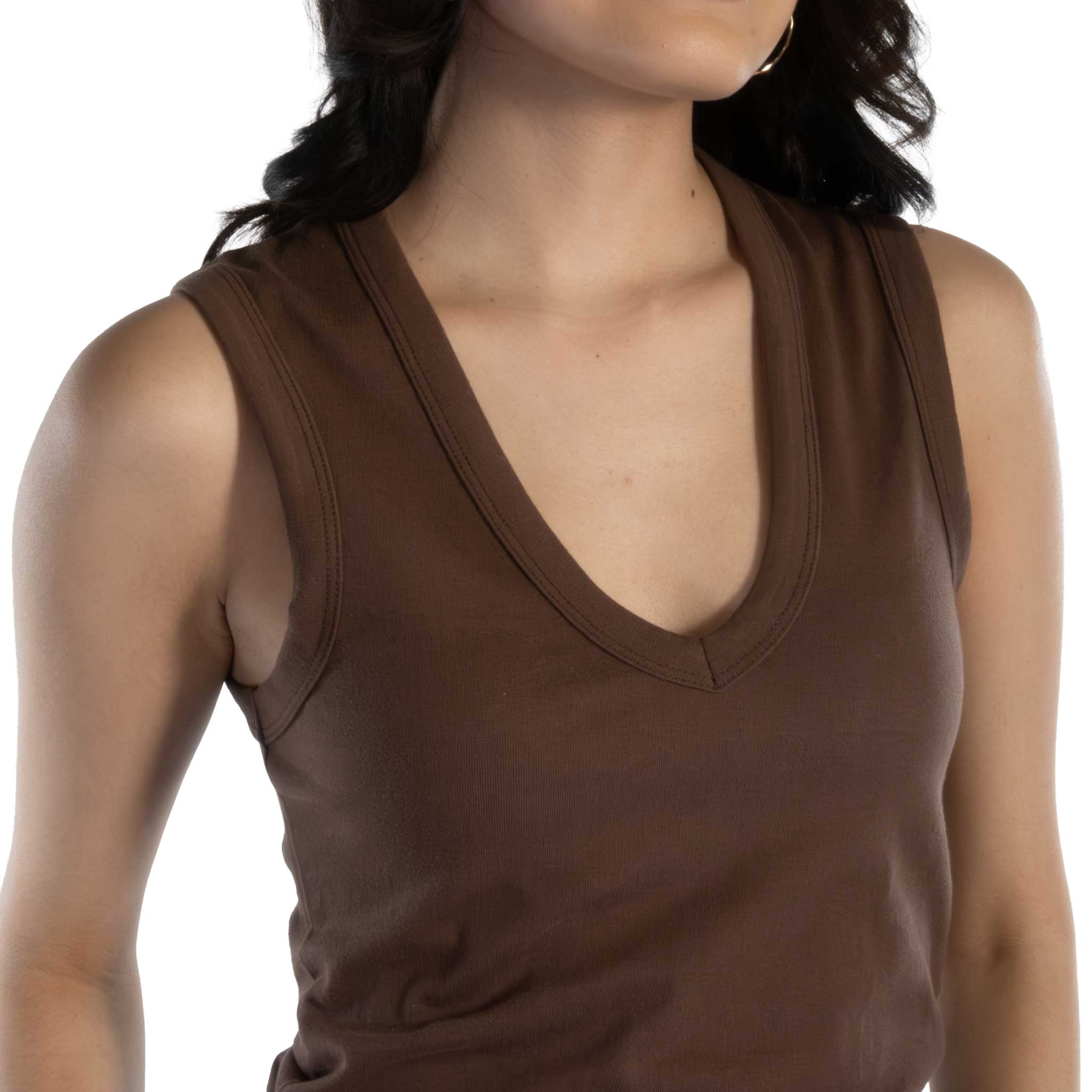 Maxim V Neck Tank Top - Cocoa - Image 3
