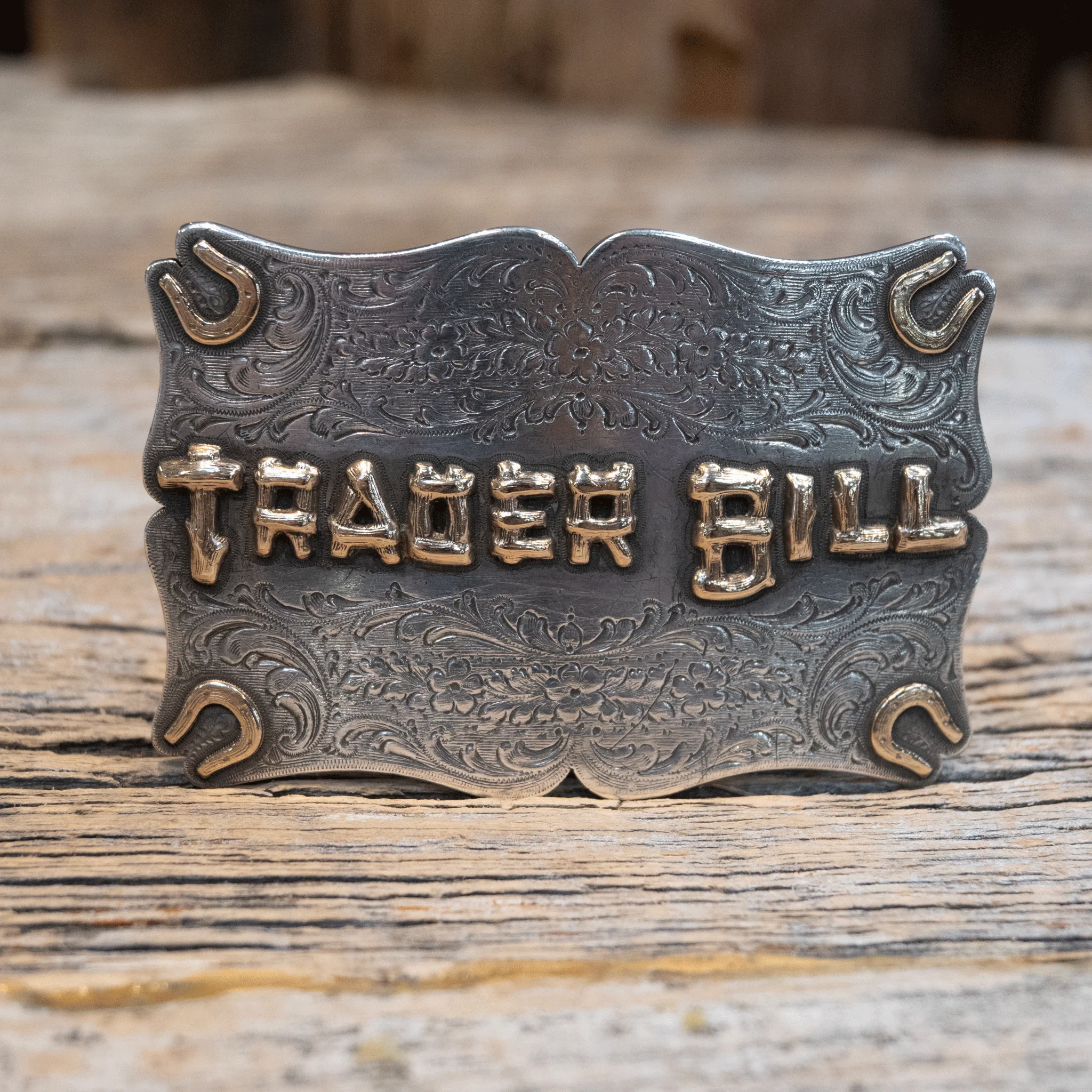 John McCabe 1940's/50's "Trader Bill" Sterling Silver & 10K Gold Belt Buckle