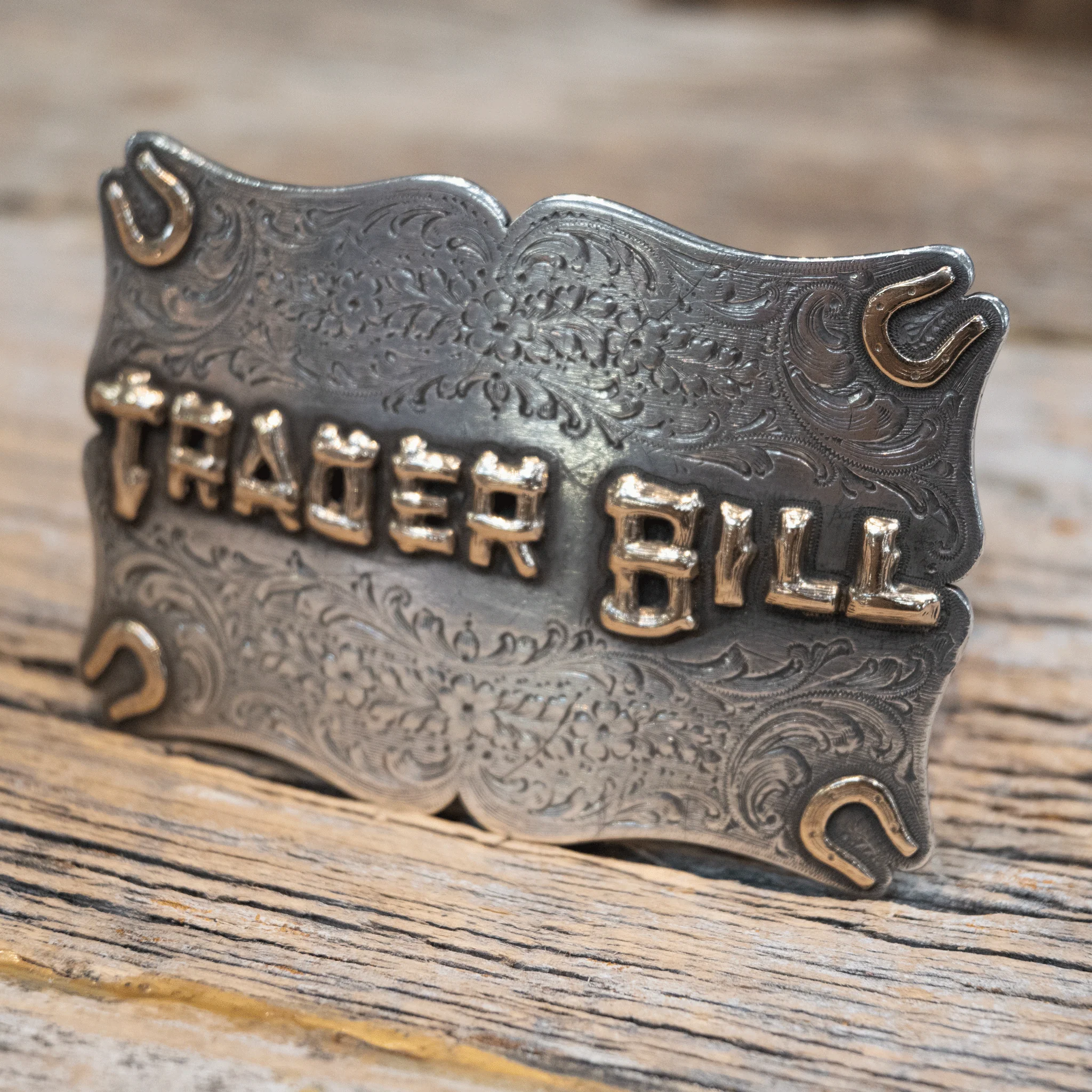John McCabe 1940's/50's "Trader Bill" Sterling Silver & 10K Gold Belt Buckle - Image 2