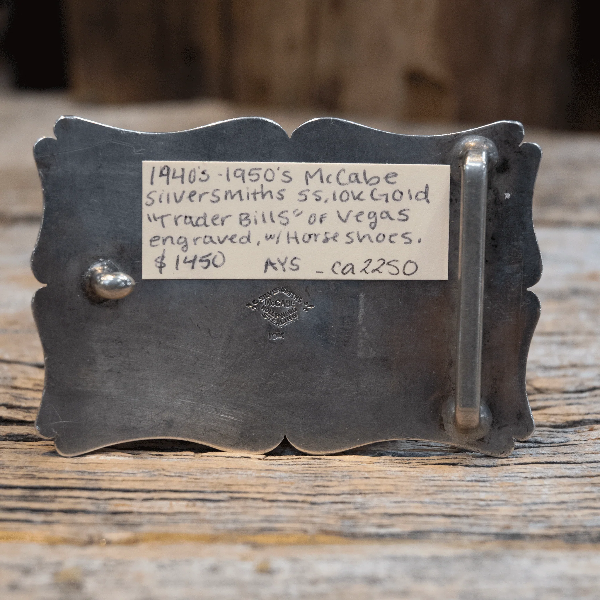John McCabe 1940's/50's "Trader Bill" Sterling Silver & 10K Gold Belt Buckle - Image 3