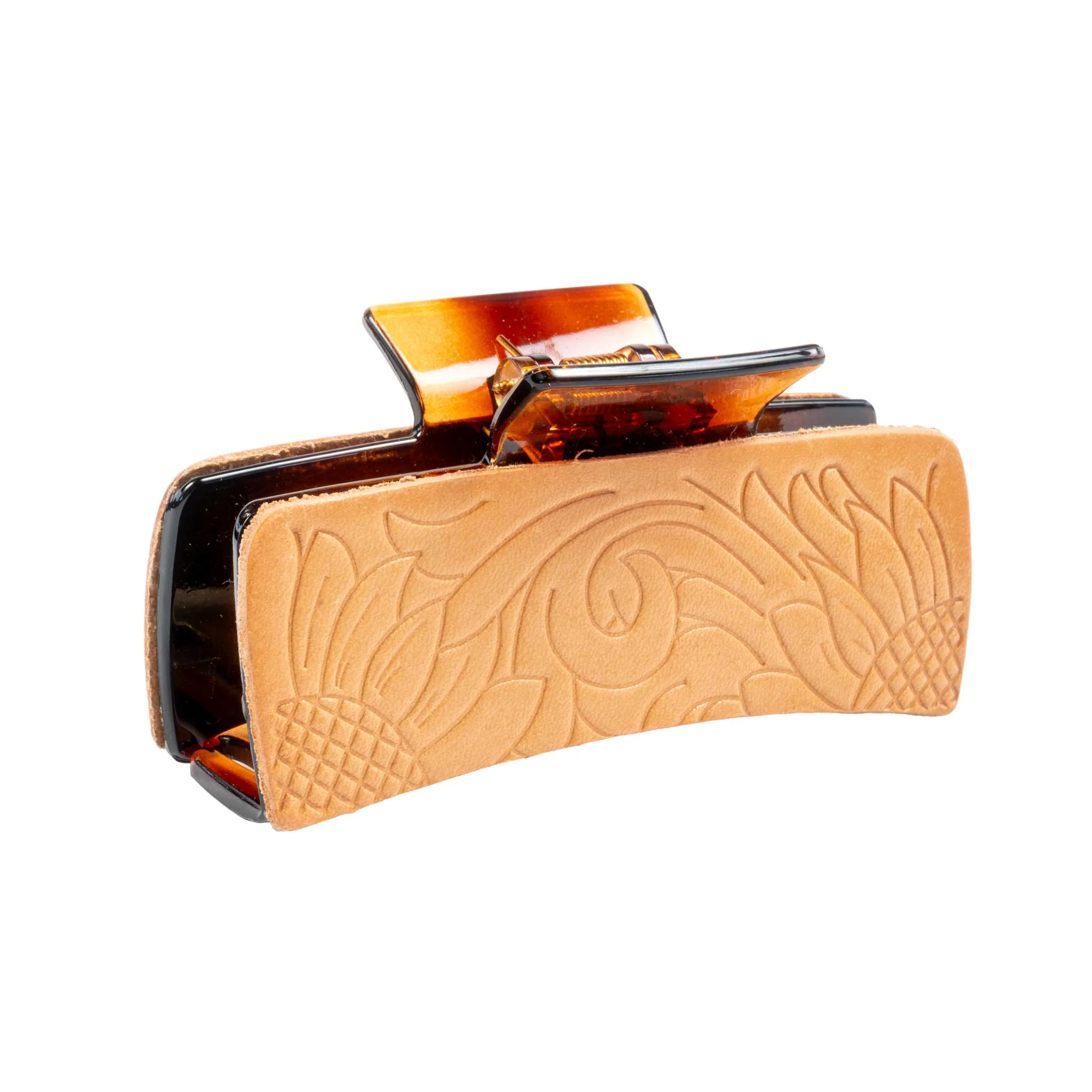McIntire Saddlery Hair Clip - Tooled Sunflowers - Image 4