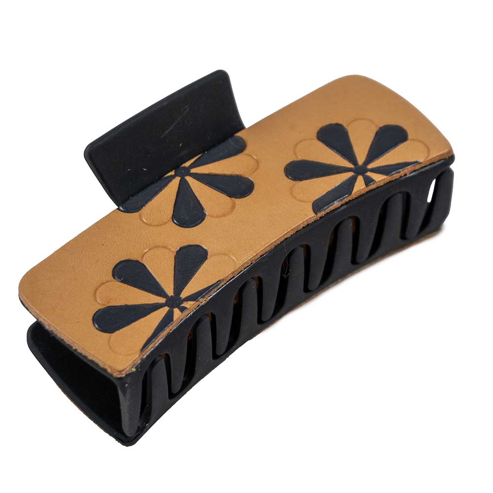 McIntire Saddlery Hair Clip - Black Needlepoint