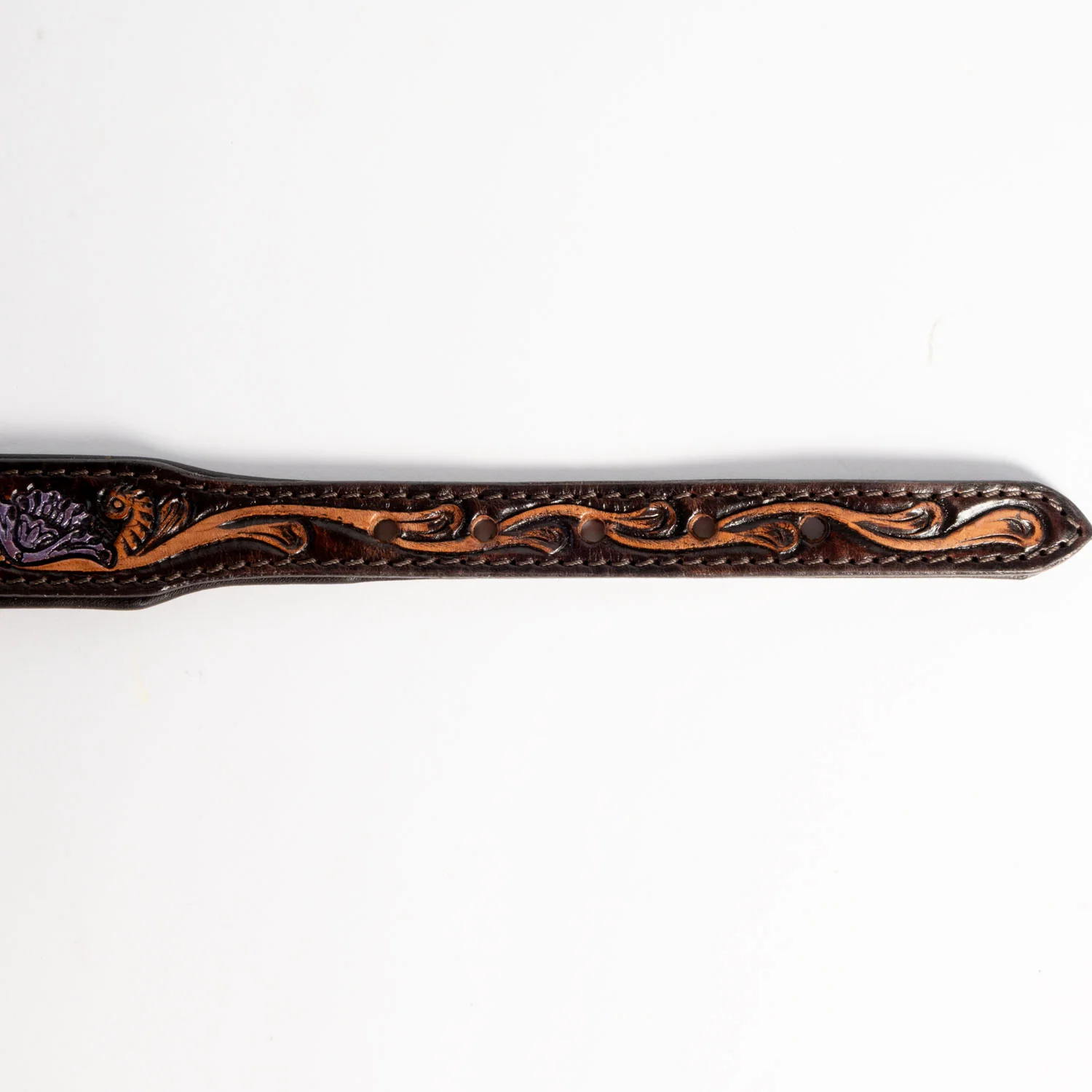 Metallic Floral Leather Dog Collar With Engraved Buckle - Image 2
