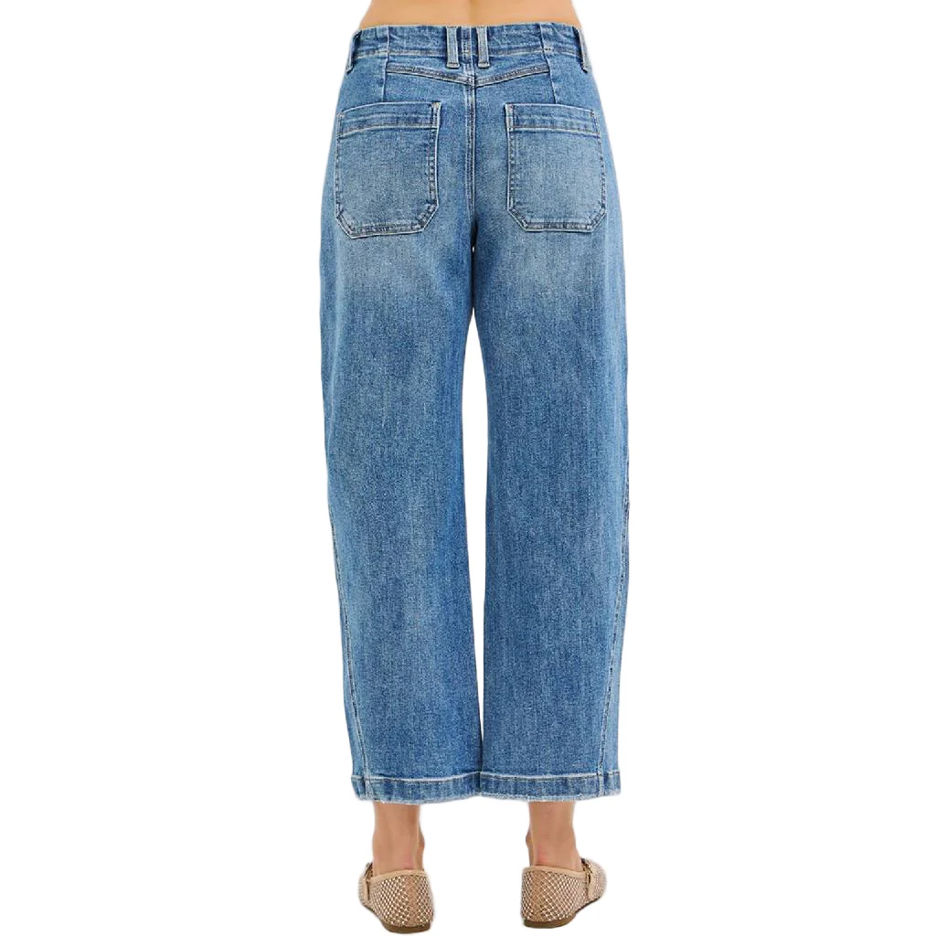 Risen Mid Rise Crop Twisted Seam Barrel Jean - Image 2