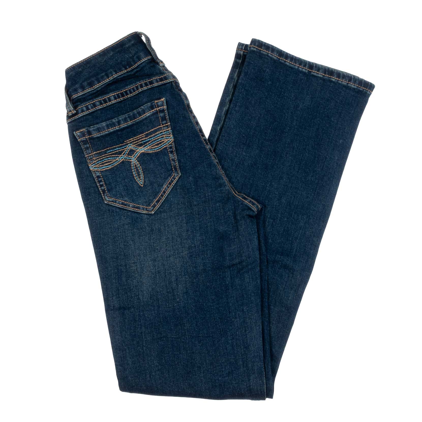Rock & Roll Denim Women's Mid Rise Turquoise Stitch Bootcut Jean