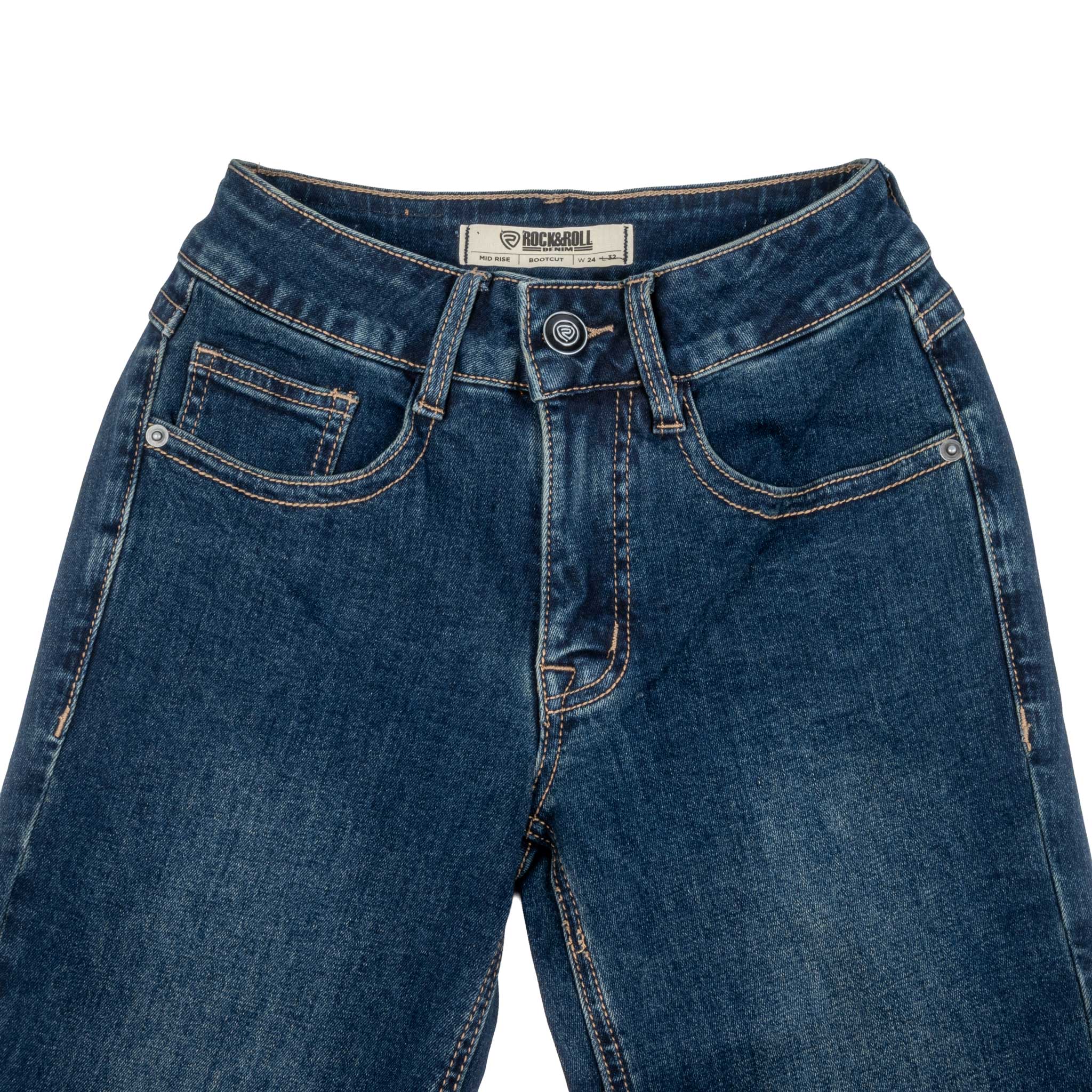 Rock & Roll Denim Women's Mid Rise Turquoise Stitch Bootcut Jean - Image 3