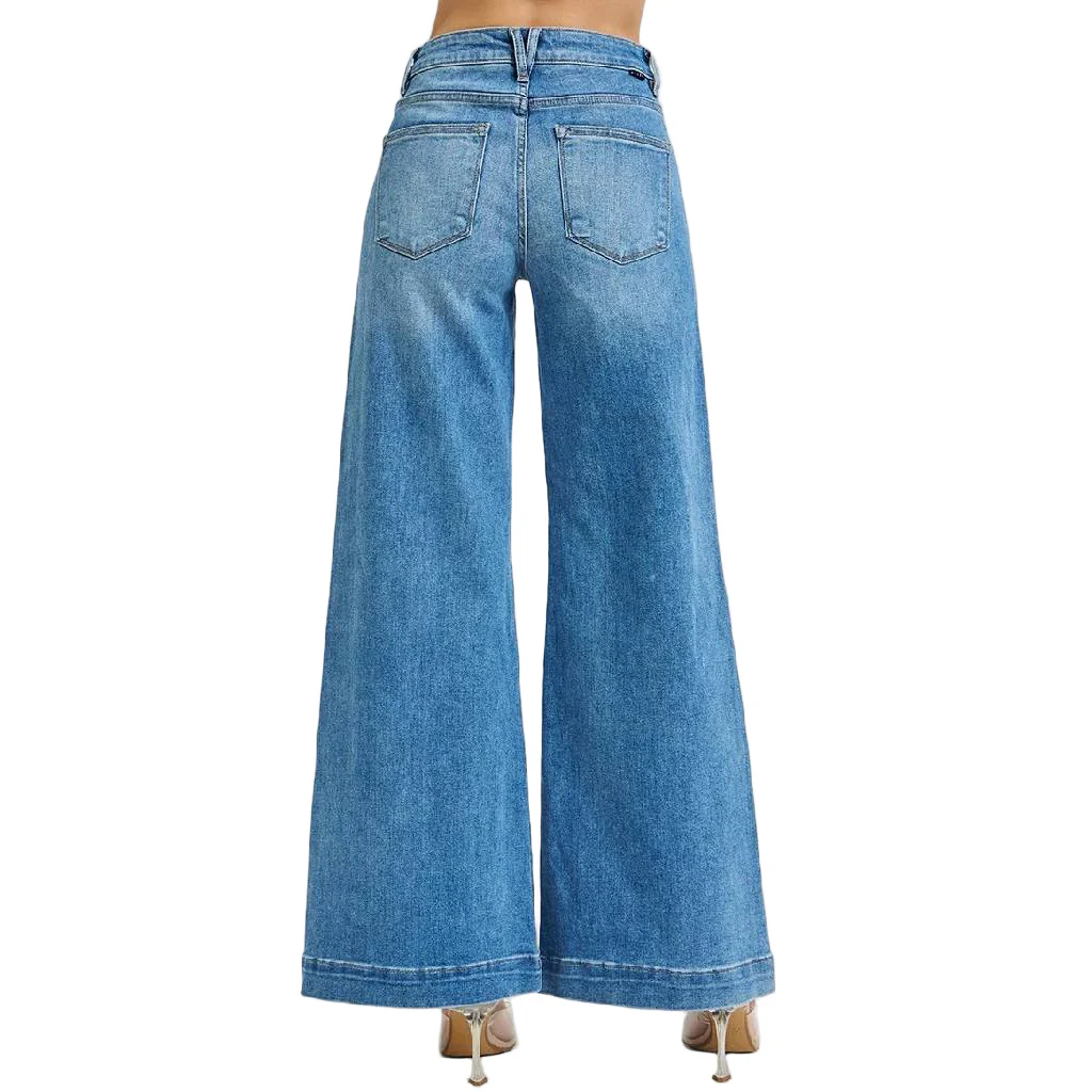 Risen Mid Rise Wide Leg Front Patch Pocket Jean - FINAL SALE - Image 2
