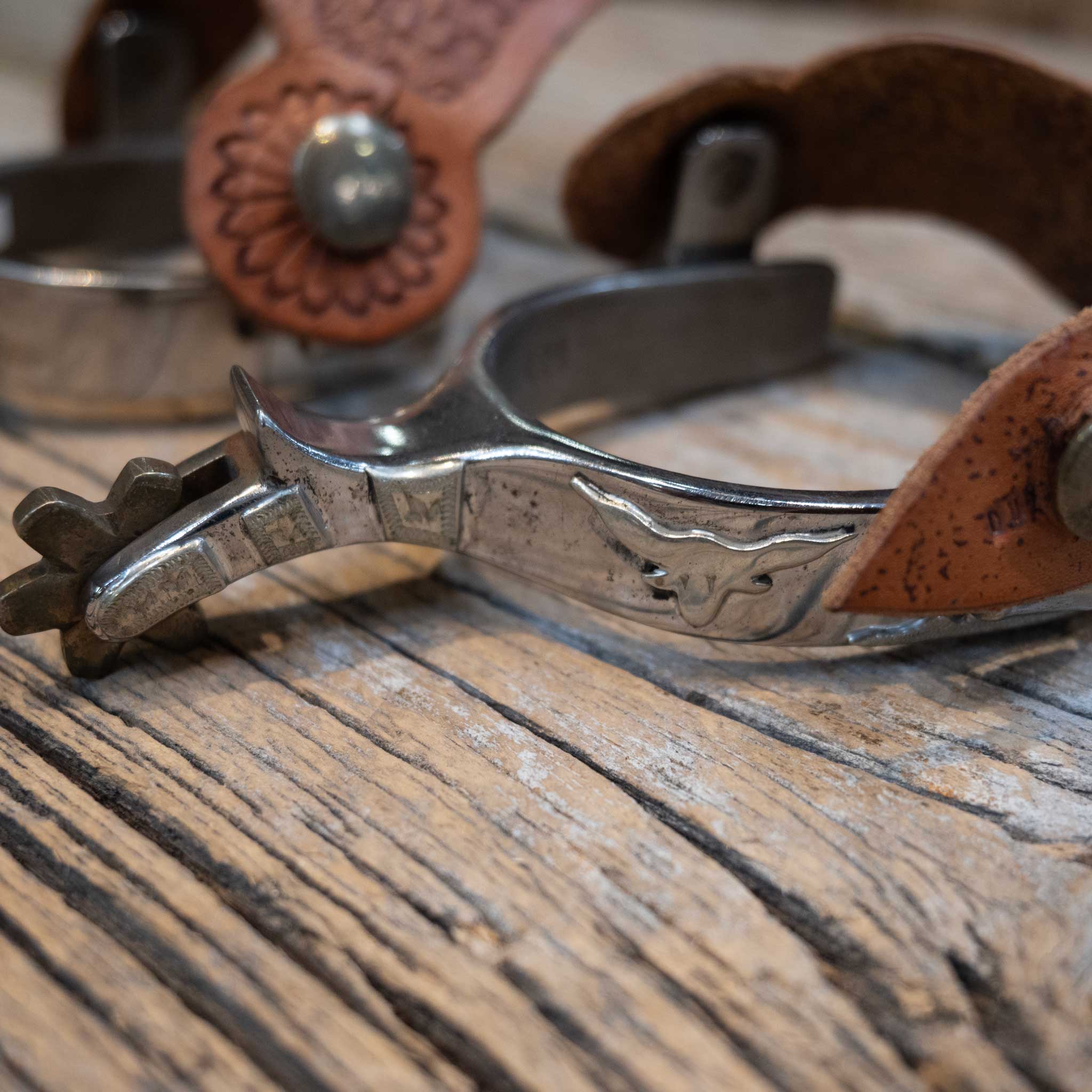 Mini SAM Silver Mounted Longhorn Spurs - Image 2