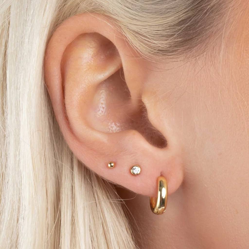 Minimalist Gold Huggie Hoops - Image 2