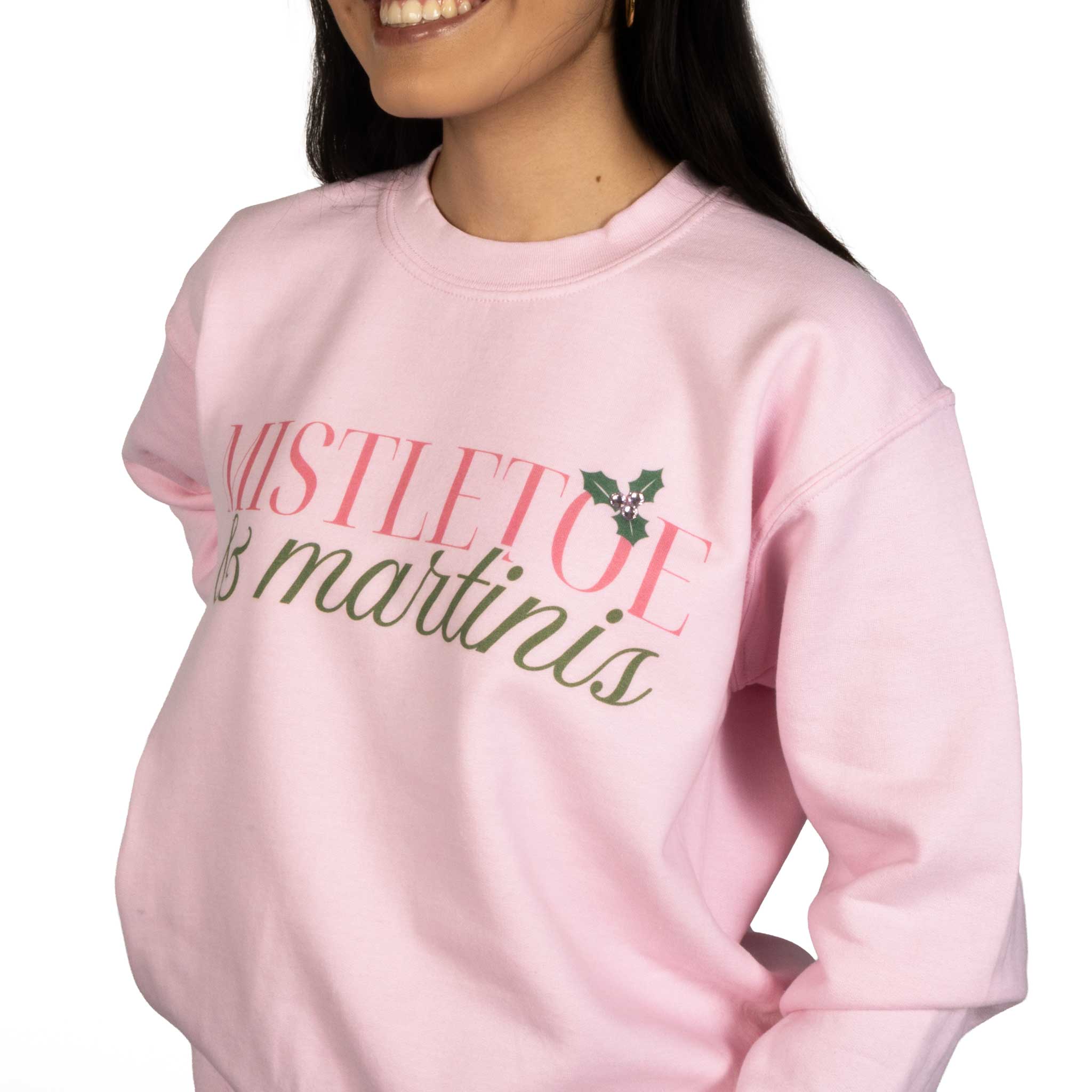 Mistletoe & Martinis Pink Crew Neck Sweater - Image 2