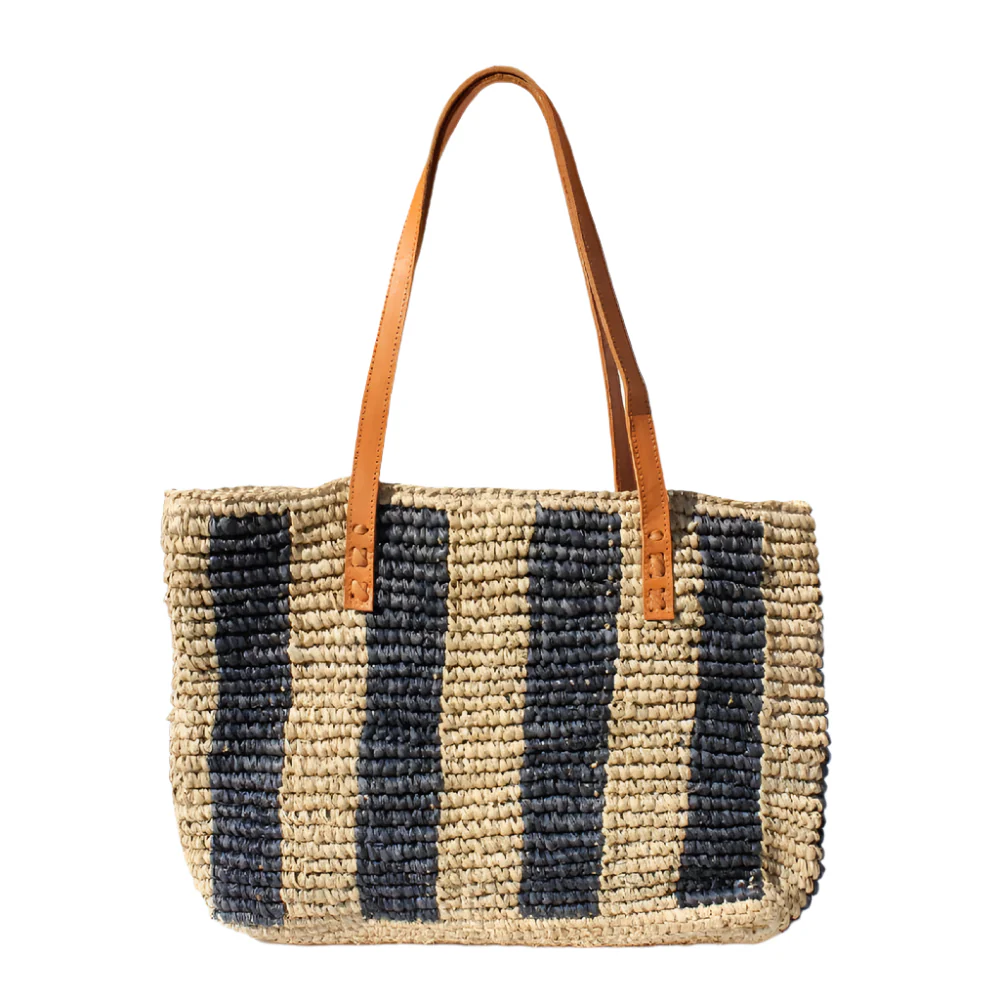 Miwah Stripe Raffia Tote