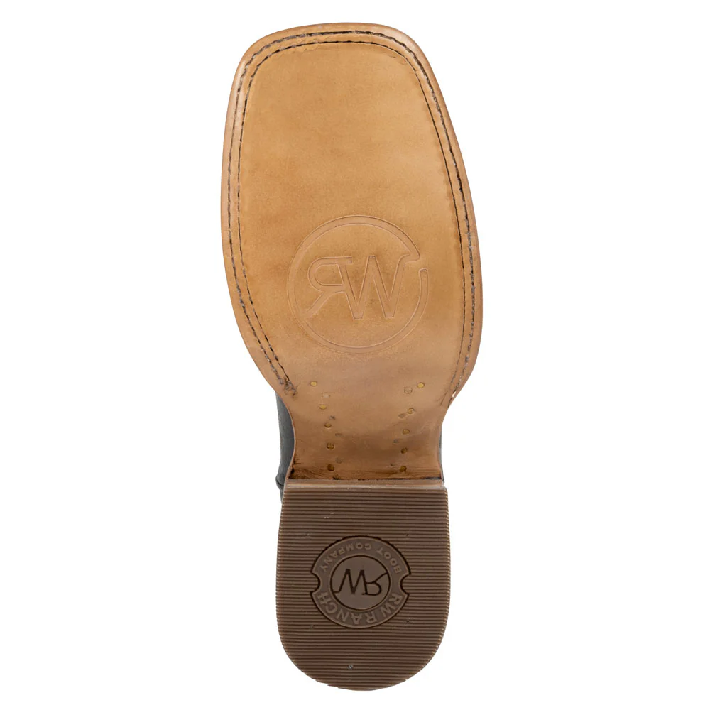 RW Ranch Men's Mocha Cowhide Western Square Toe Boot - Image 4