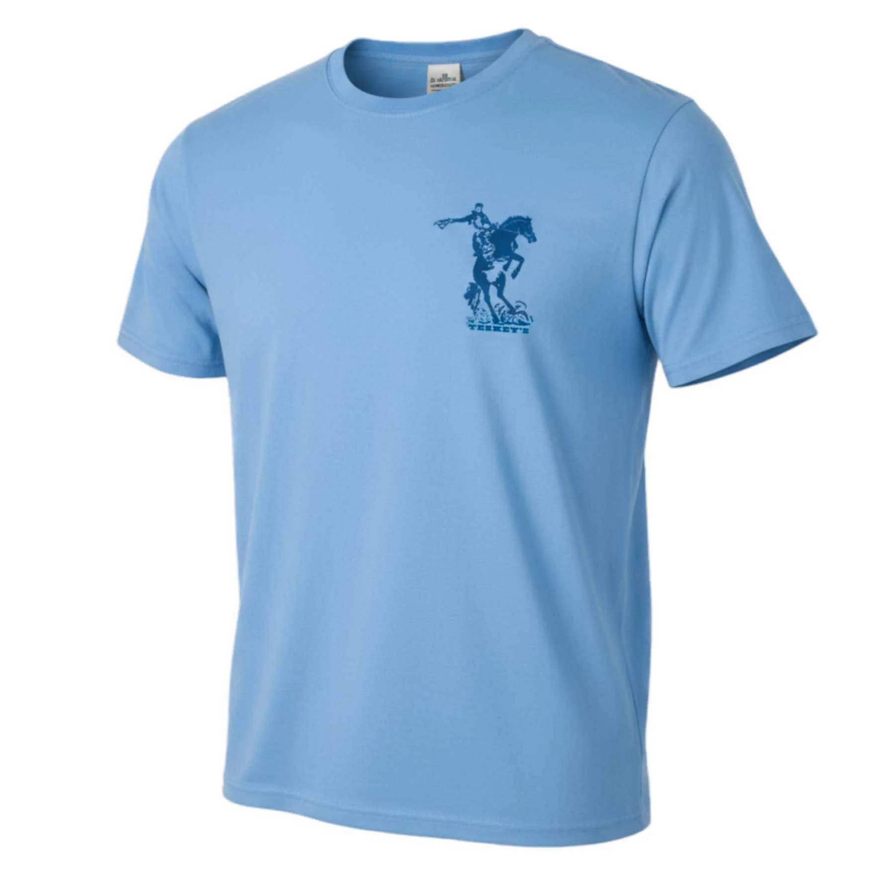 Teskey's More Saddles Than Sense Tee - Cornflower Blue - Image 2