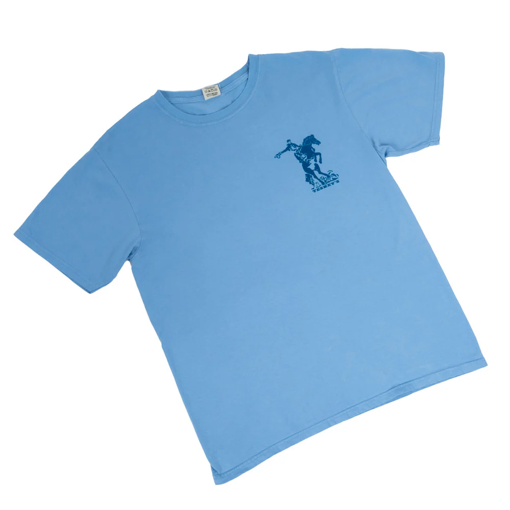 Teskey's More Saddles Than Sense Tee - Cornflower Blue - Image 4