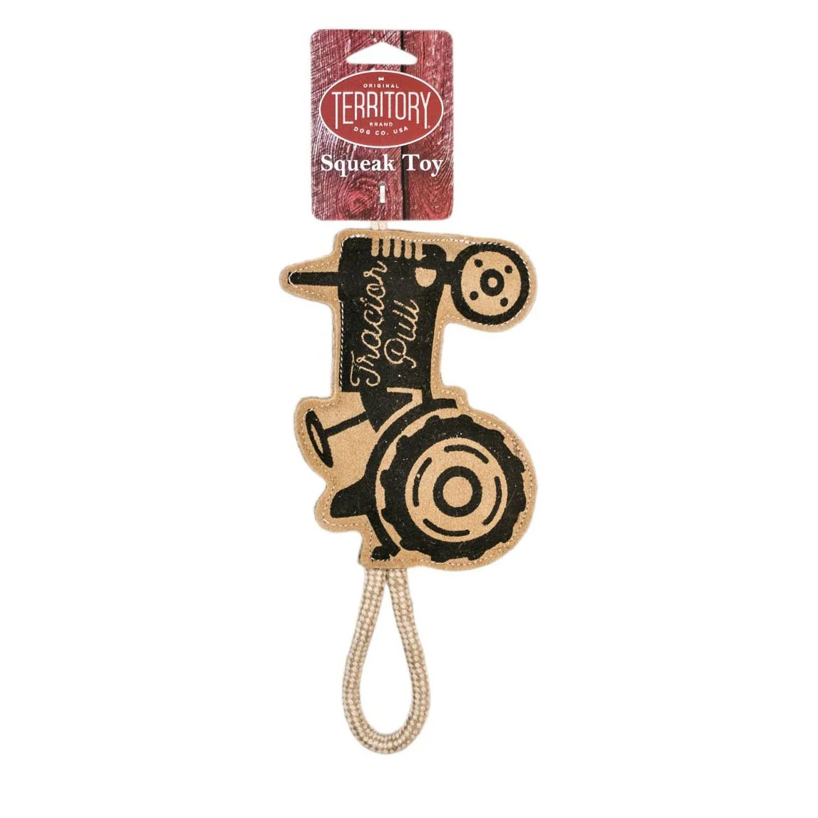 Natural Leather Tractor Pull Squeaker Dog Tug Toy - Image 2