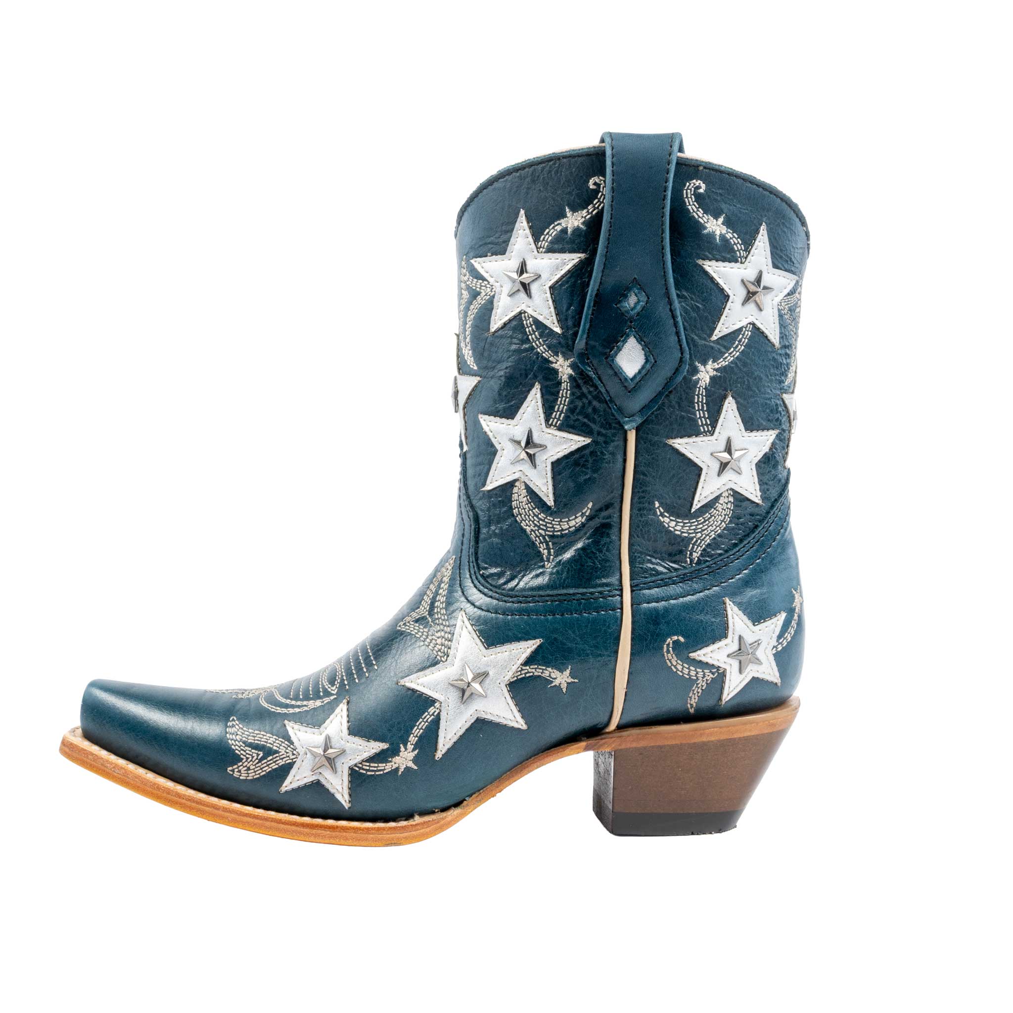 Corral Women's Navy Blue Embroidery Stars Overlay Stud Bootie