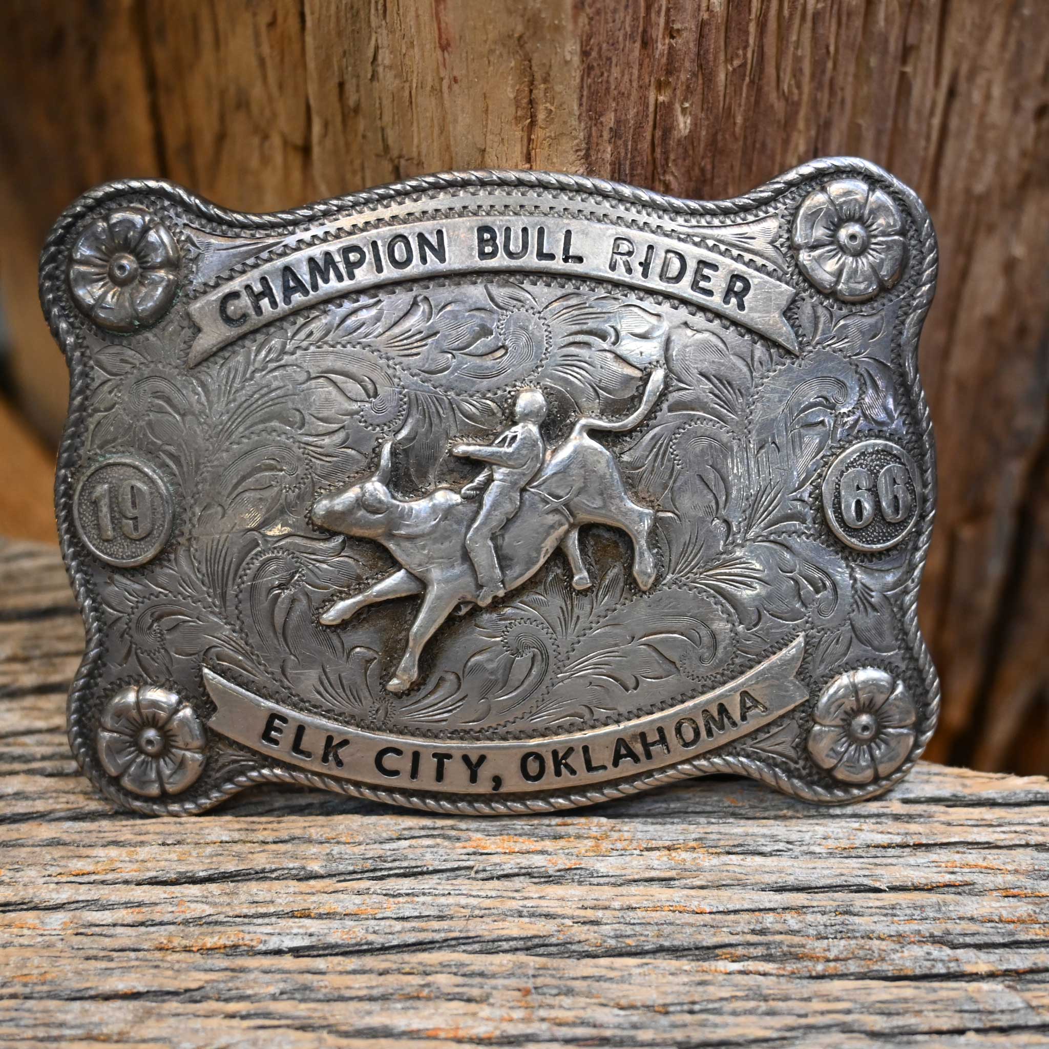 Nelson Silvia Co. 1966 Champion Bull Rider Elk City Oklahoma Buckle