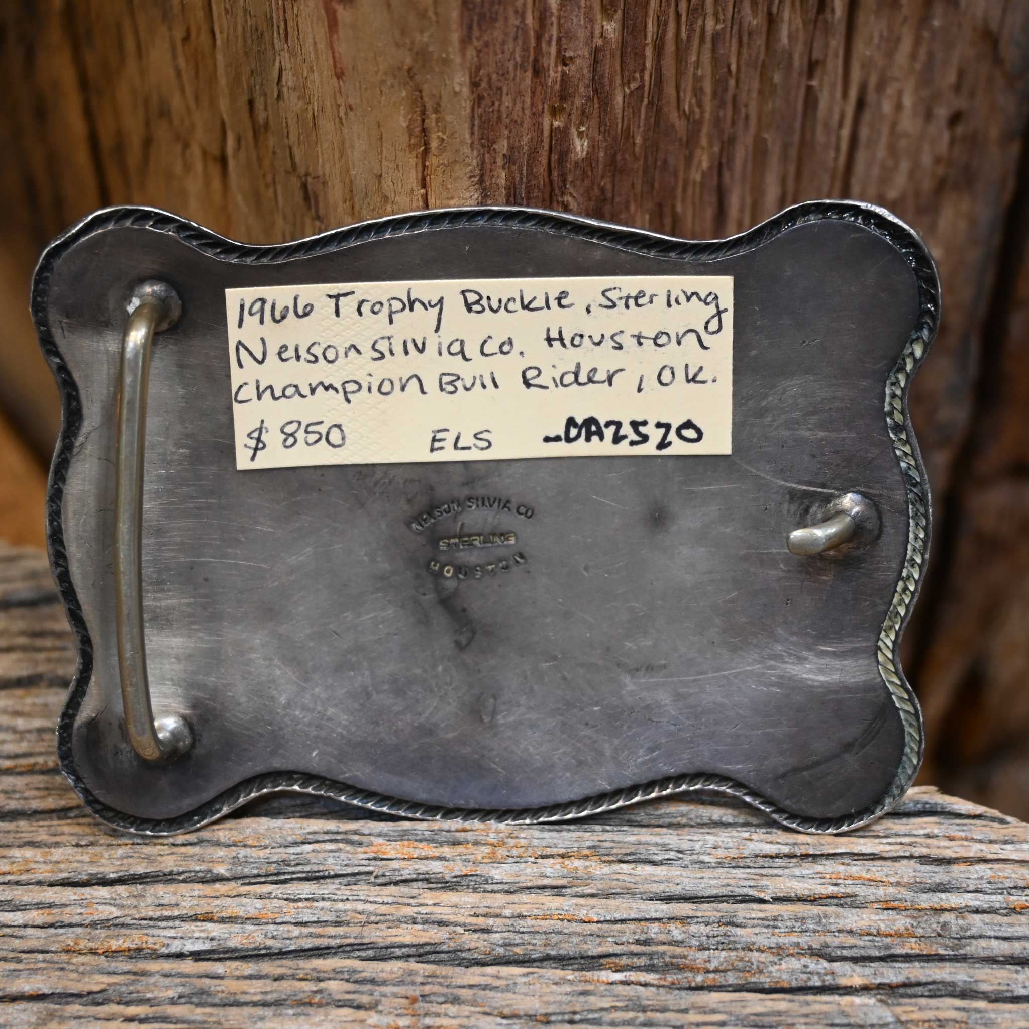 Nelson Silvia Co. 1966 Champion Bull Rider Elk City Oklahoma Buckle - Image 2