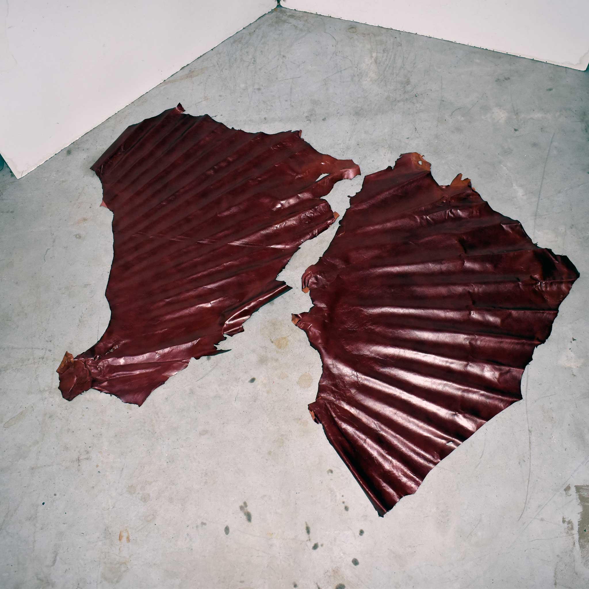 NEW Red Top Grain Leather Hide Pieces Set Of 2