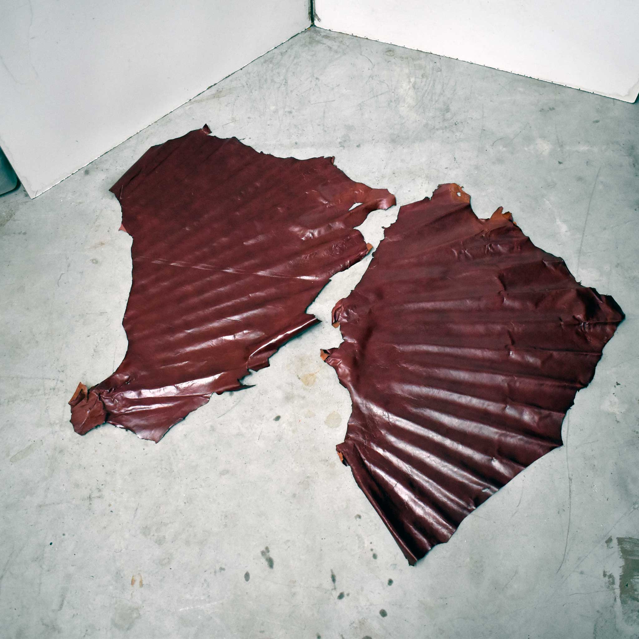 NEW Red Top Grain Leather Hide Pieces Set Of 2 - Image 2