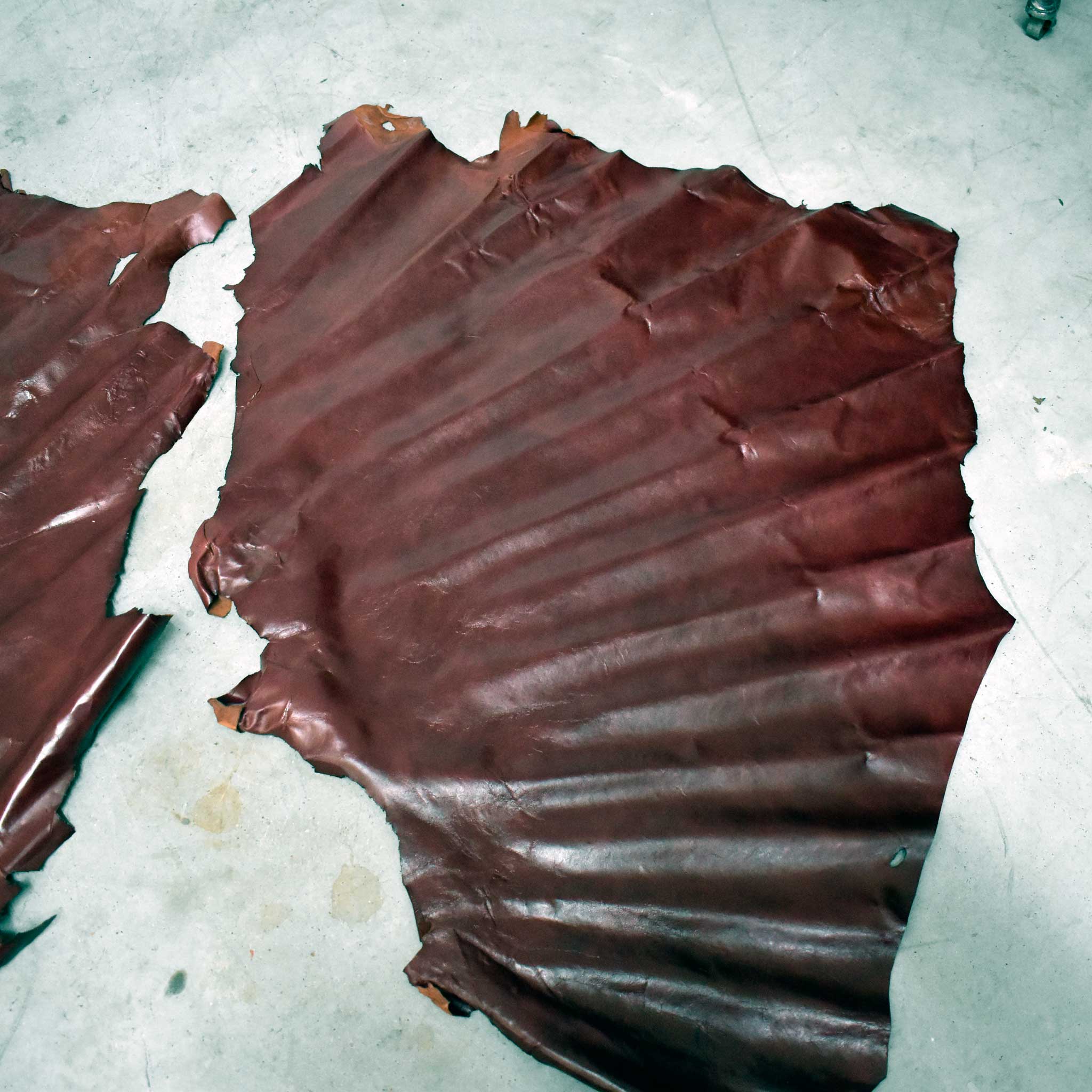 NEW Red Top Grain Leather Hide Pieces Set Of 2 - Image 3
