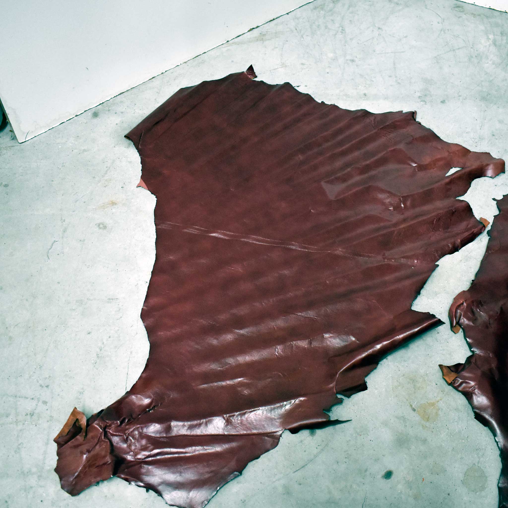 NEW Red Top Grain Leather Hide Pieces Set Of 2 - Image 4