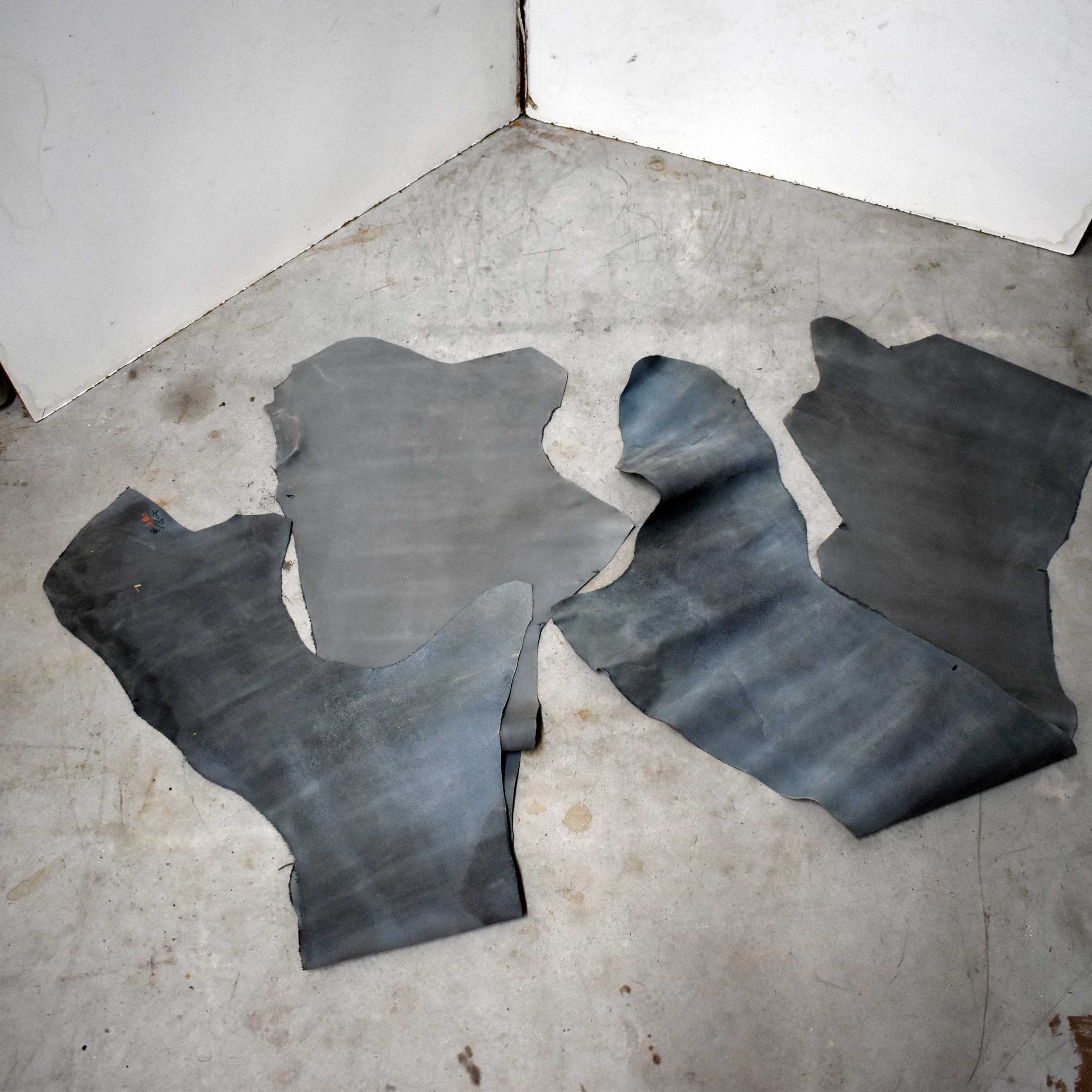 NEW Dusty Blue Buffed Leather Hide Piece Set Of 2