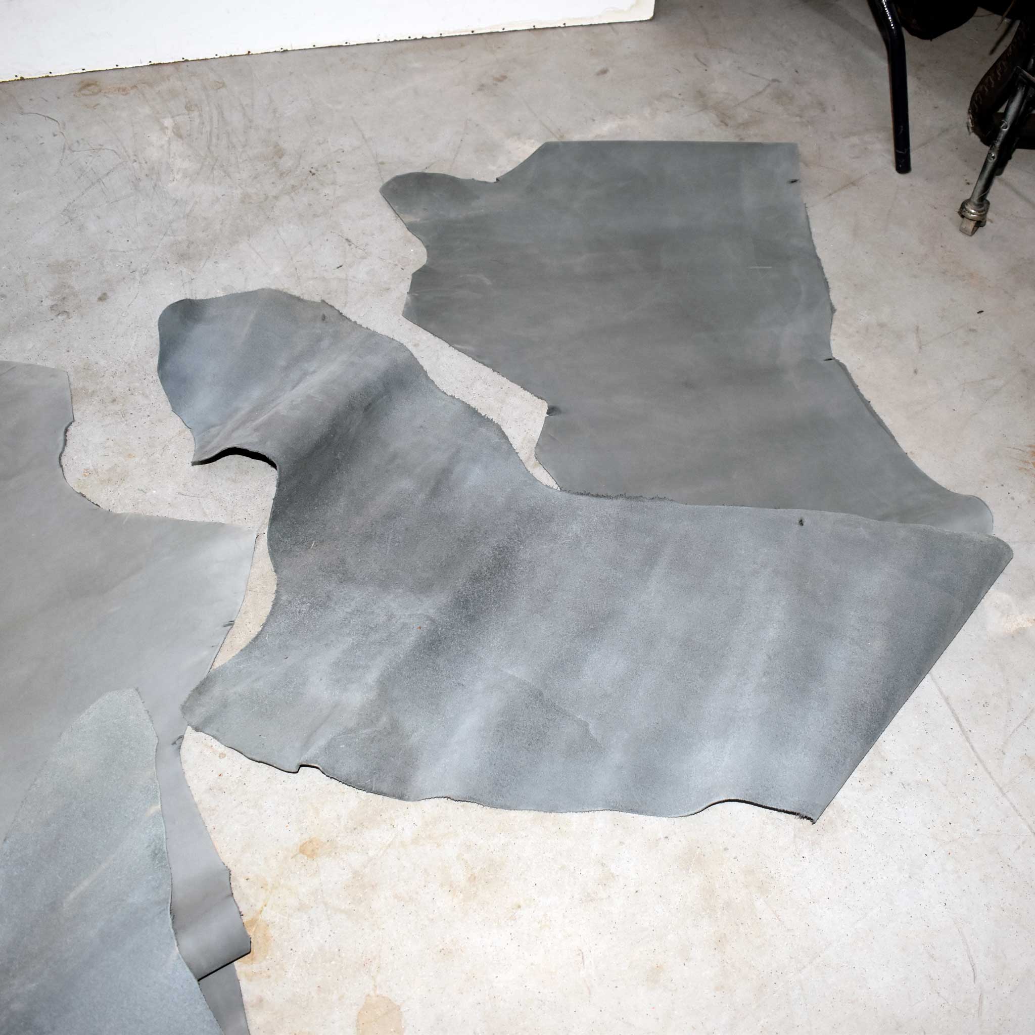 NEW Dusty Blue Buffed Leather Hide Piece Set Of 2 - Image 2