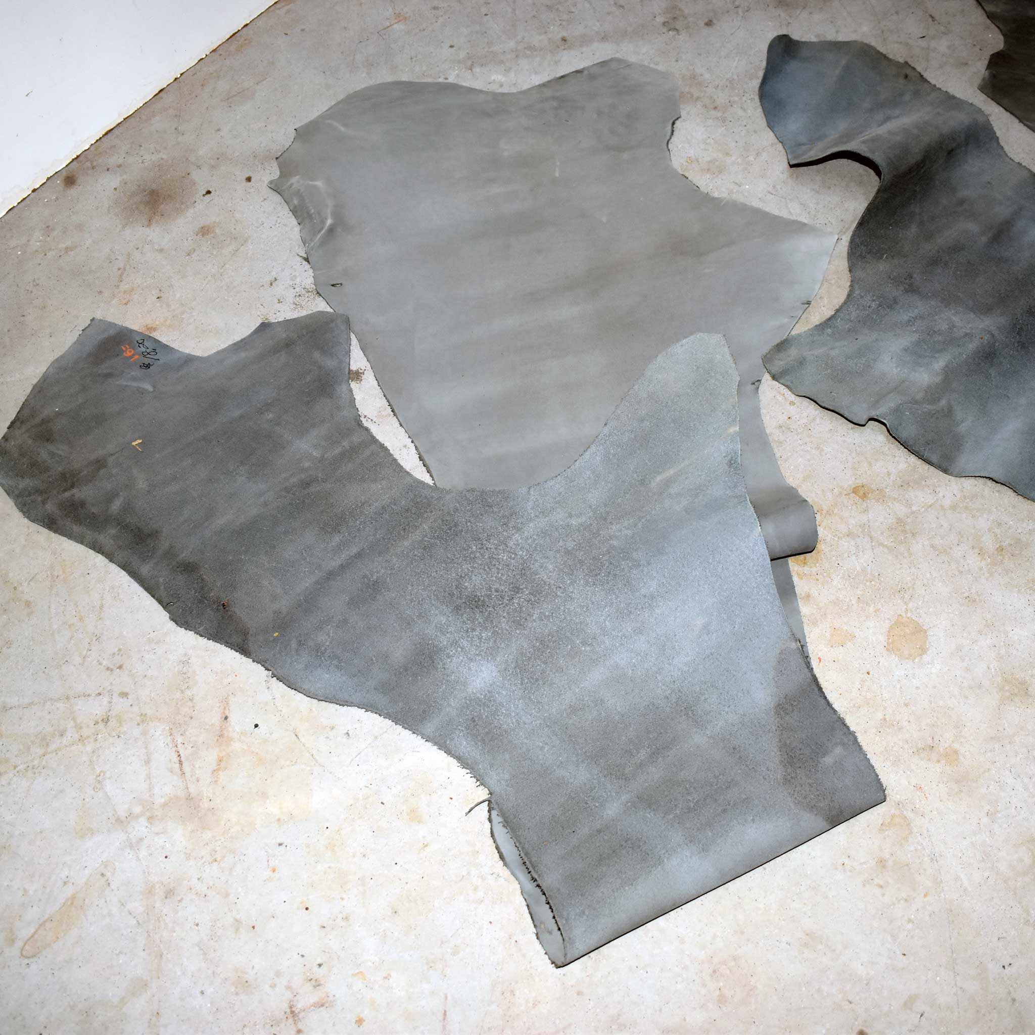 NEW Dusty Blue Buffed Leather Hide Piece Set Of 2 - Image 3