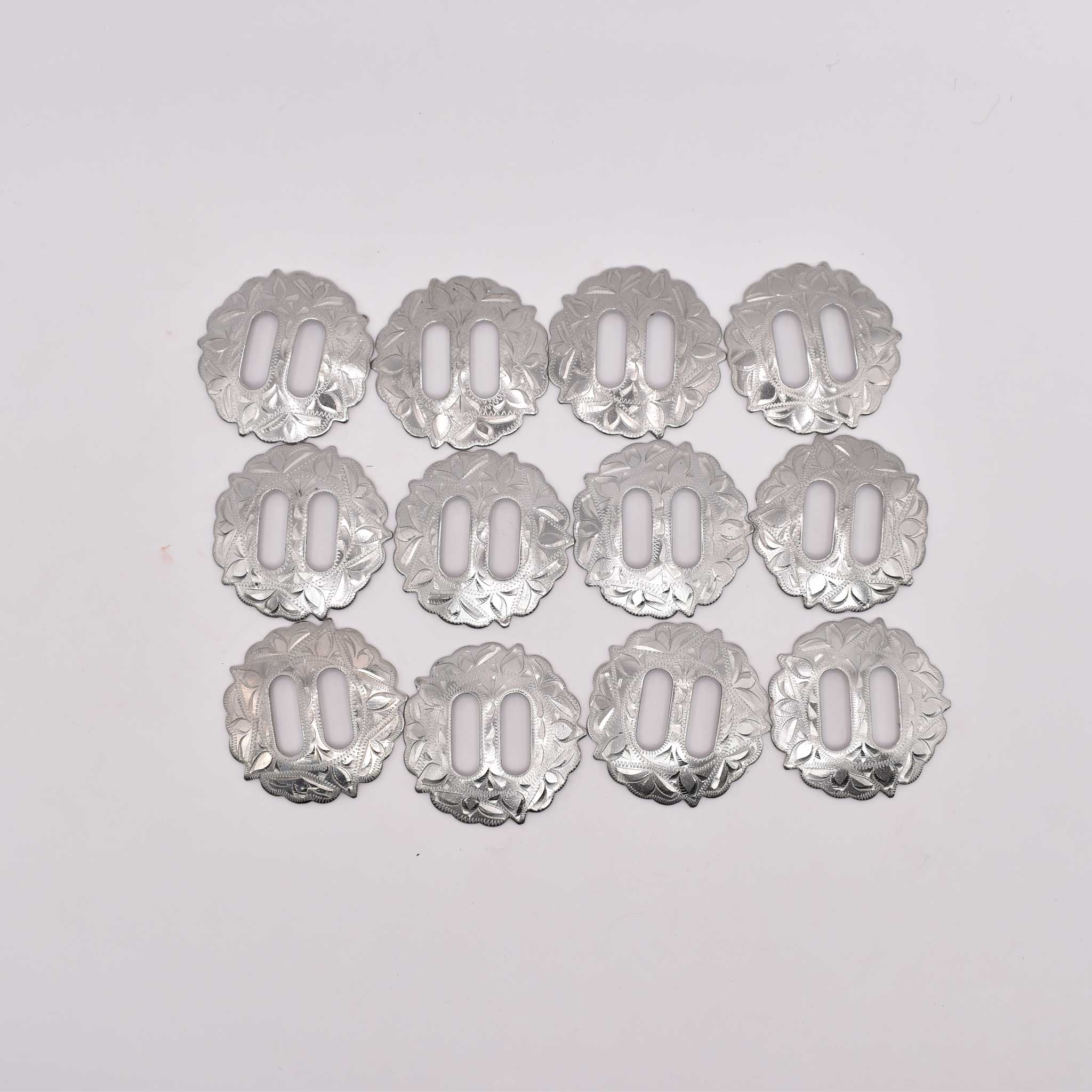 NEW Sterling Silver Slotted Floral Concho Set 12