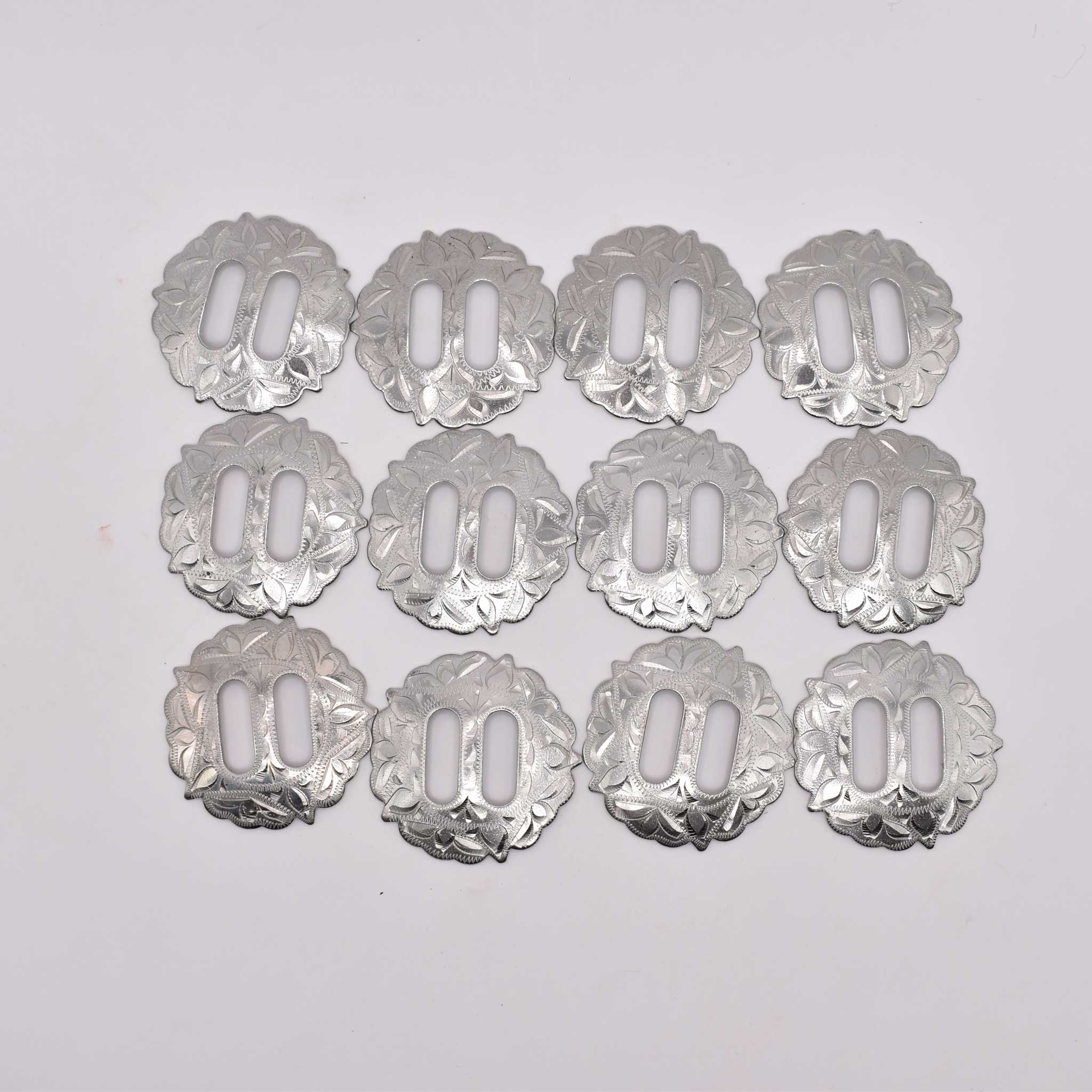 NEW Sterling Silver Slotted Floral Concho Set 12 - Image 2