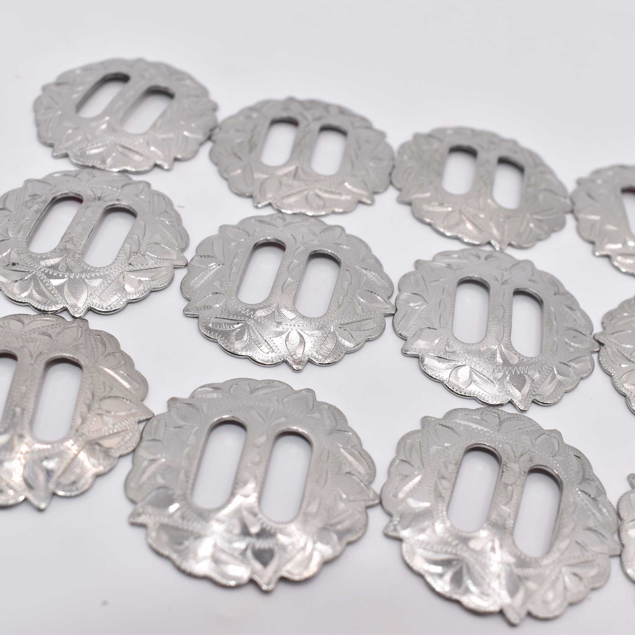NEW Sterling Silver Slotted Floral Concho Set 12 - Image 3