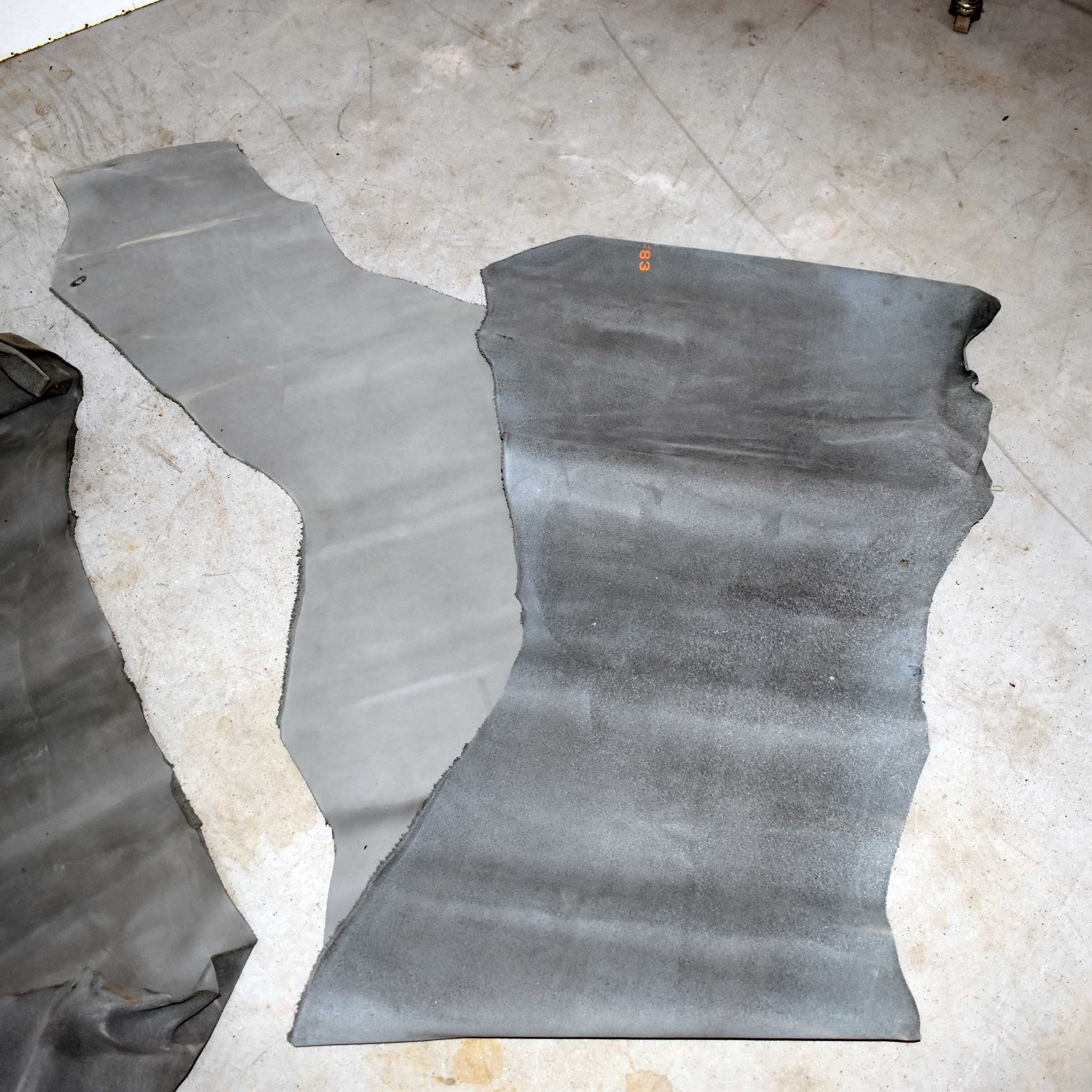 NEW Dusty Blue Buffed Leather Hide Piece Set Of 2 - Image 2