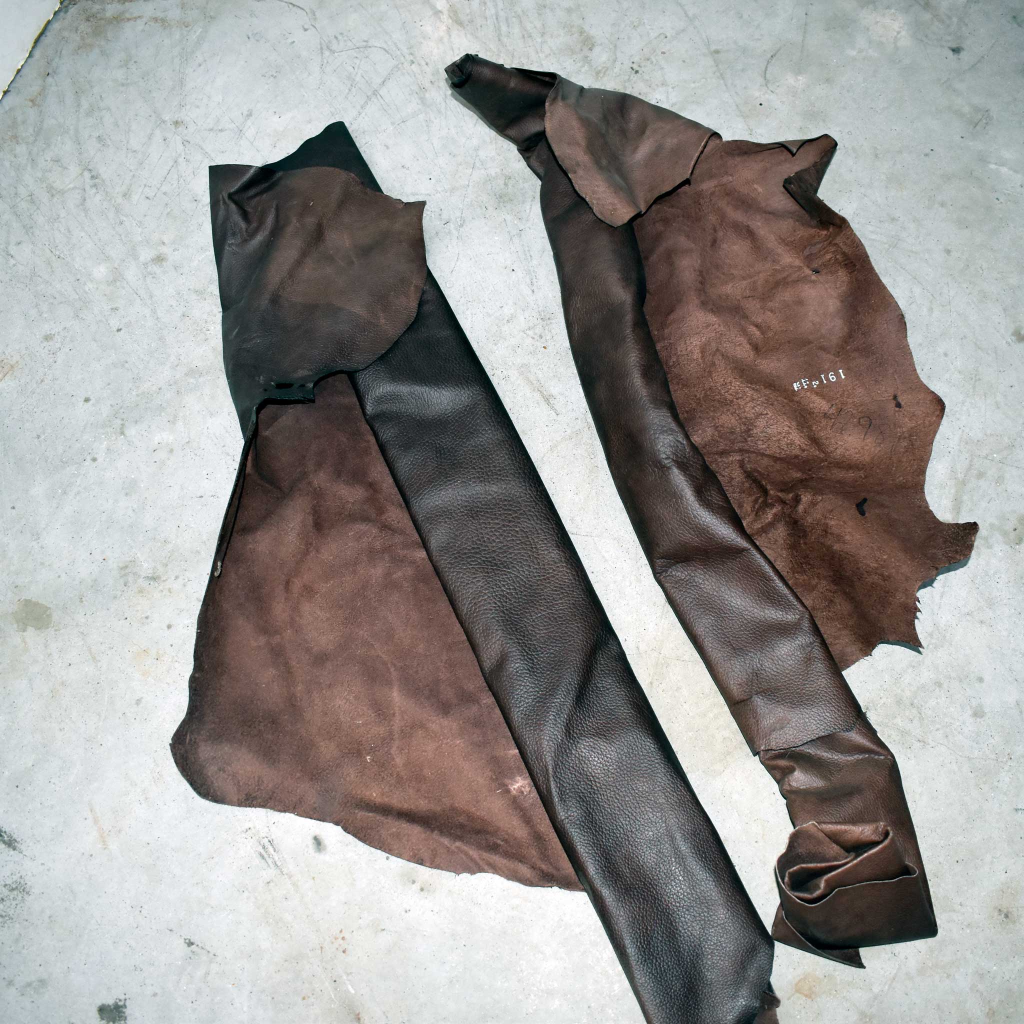 NEW Dark Brown Top Grain Leather Hide Pieces Set Of 2 - Image 2