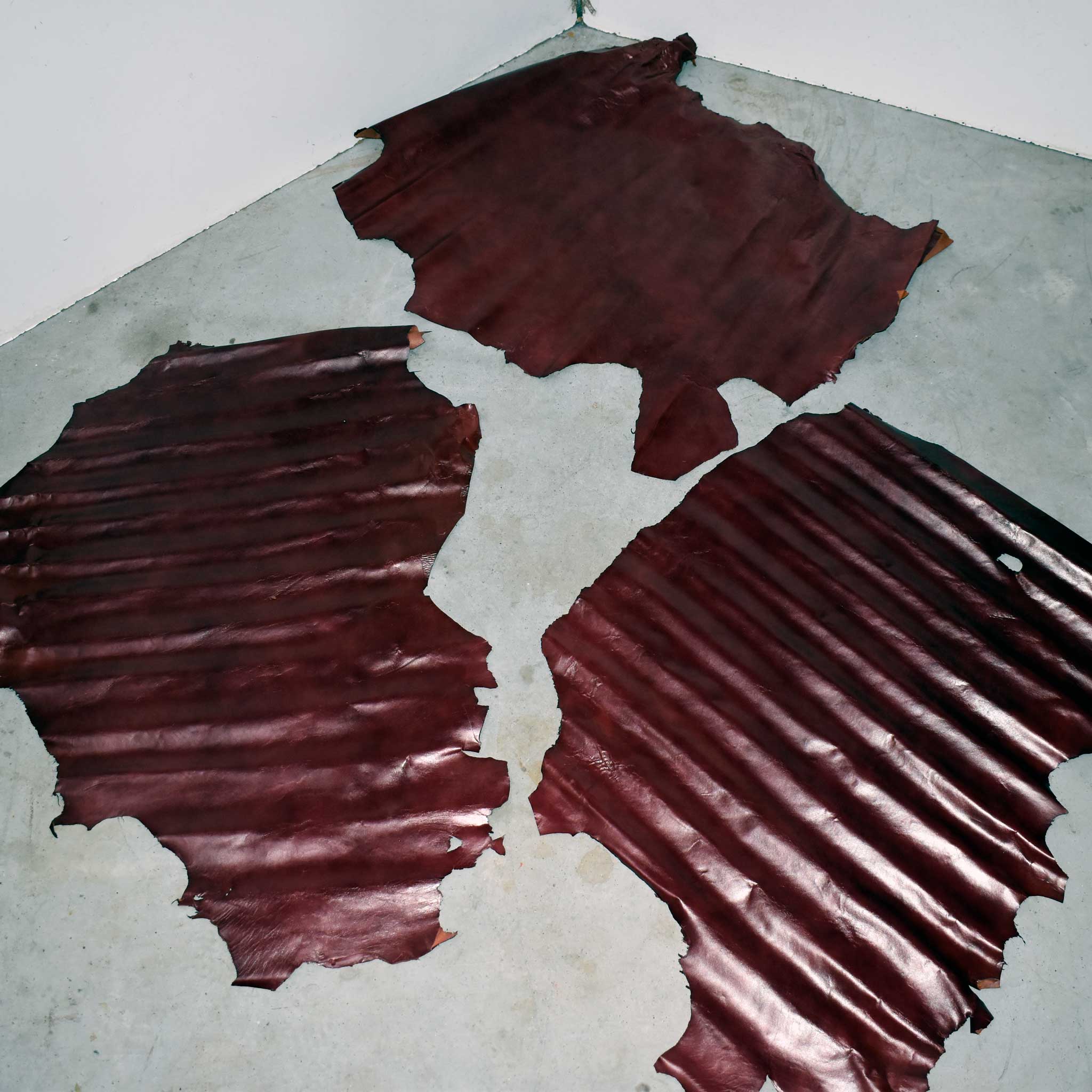 NEW Red Top Grain Leather Hide Piece Set Of 3